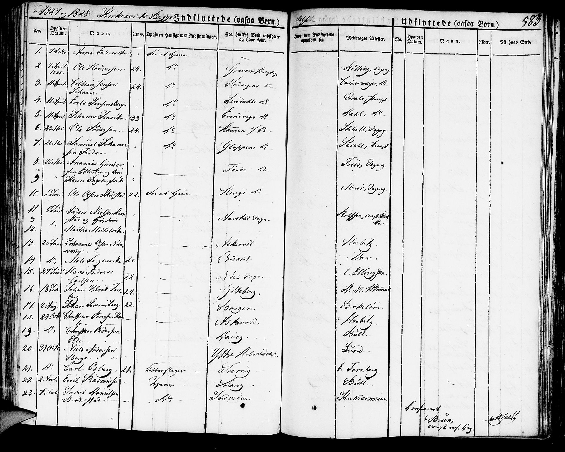 Domkirken sokneprestembete, SAB/A-74801/H/Haa/L0012: Parish register (official) no. A 12, 1821-1840, p. 583