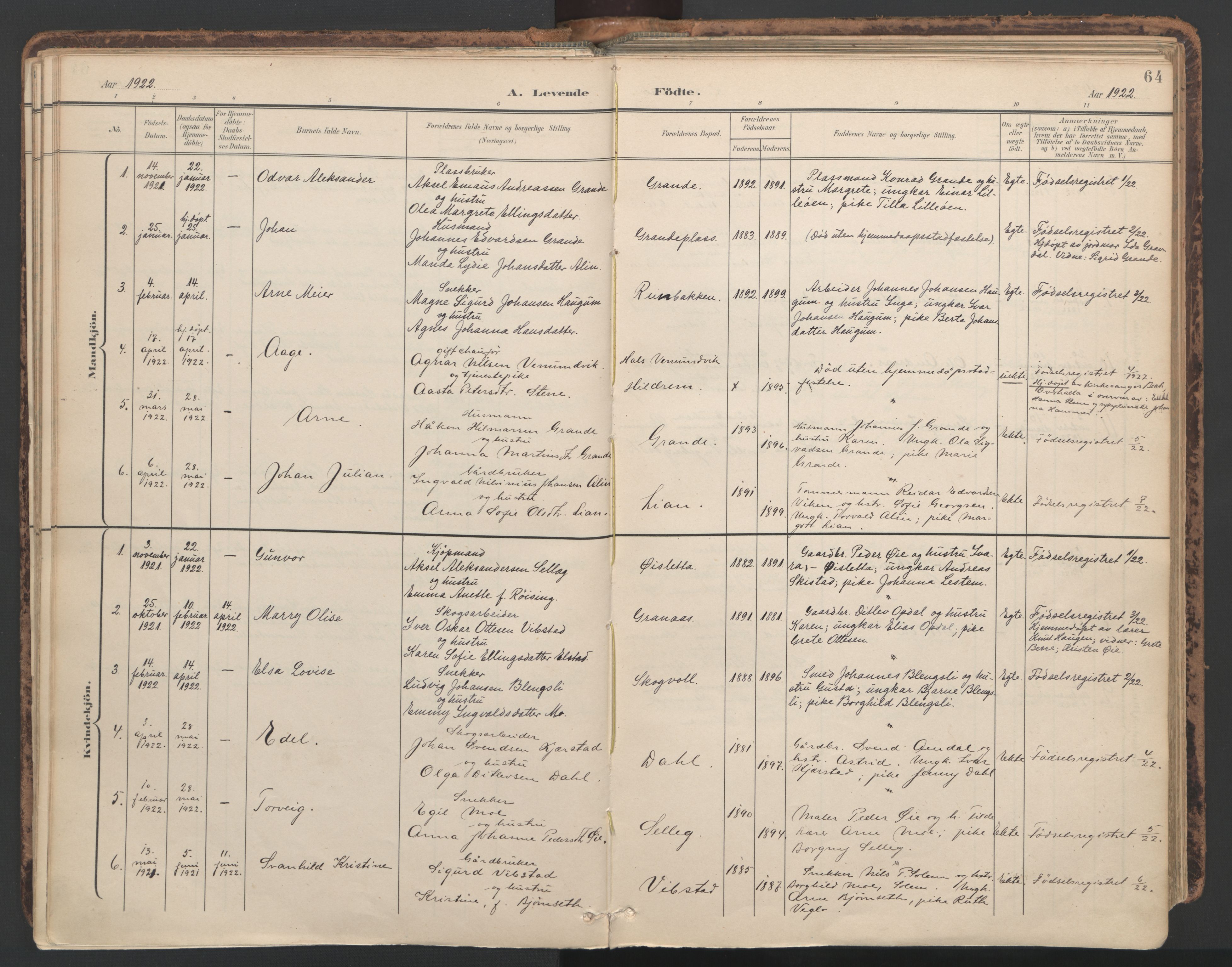 Ministerialprotokoller, klokkerbøker og fødselsregistre - Nord-Trøndelag, SAT/A-1458/764/L0556: Parish register (official) no. 764A11, 1897-1924, p. 64