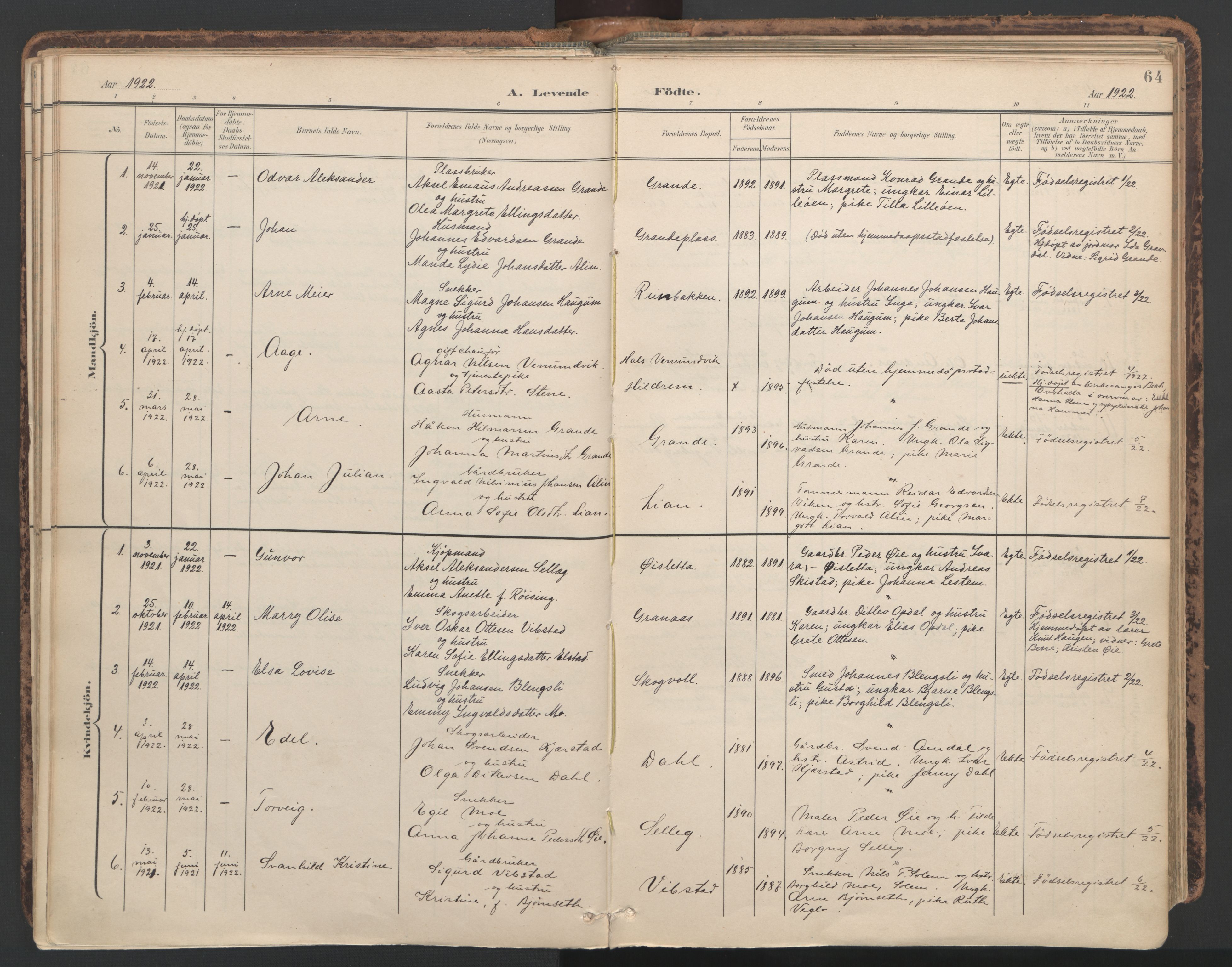 Ministerialprotokoller, klokkerbøker og fødselsregistre - Nord-Trøndelag, AV/SAT-A-1458/764/L0556: Parish register (official) no. 764A11, 1897-1924, p. 64