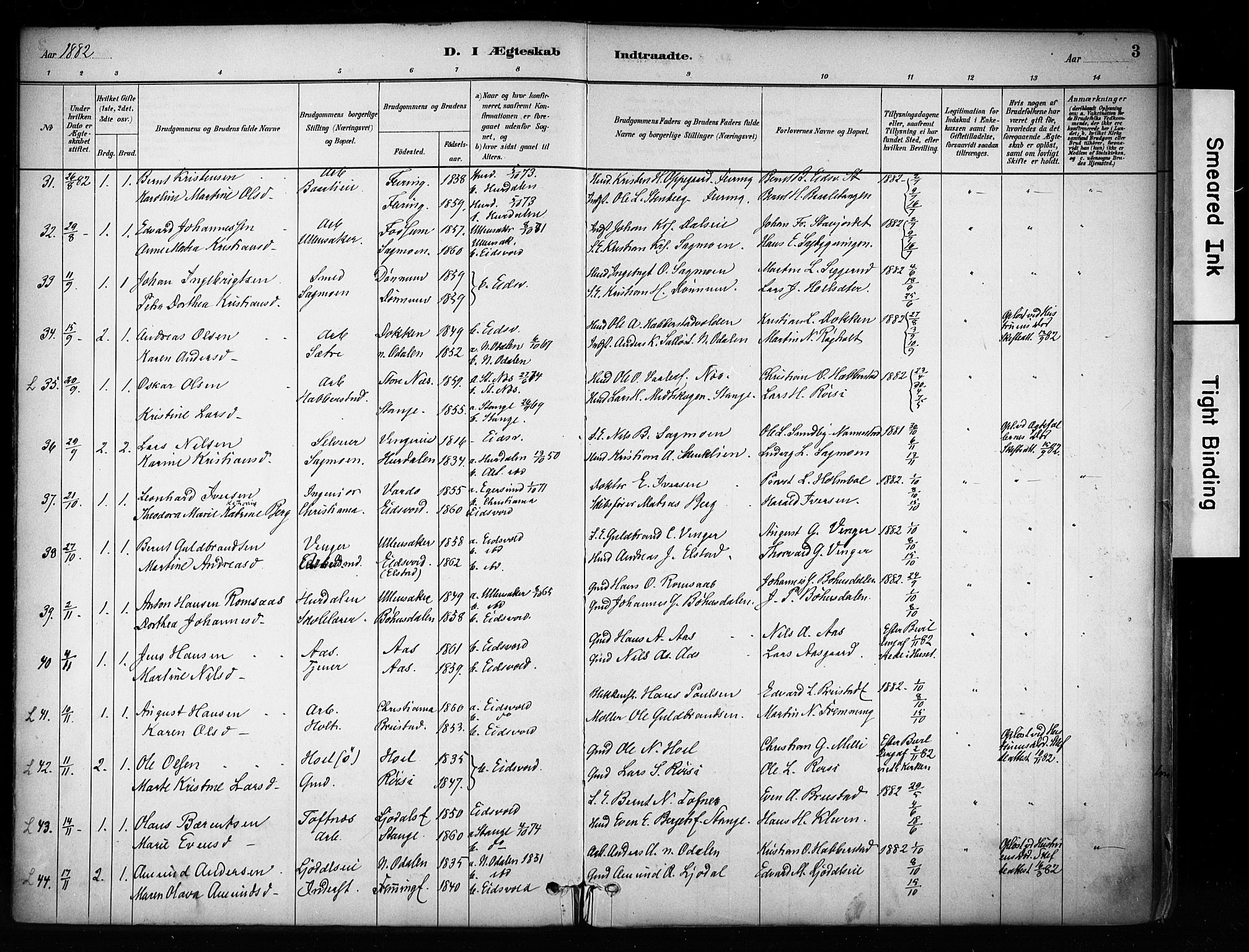 Eidsvoll prestekontor Kirkebøker, SAO/A-10888/F/Fa/L0003: Parish register (official) no. I 3, 1882-1895, p. 3
