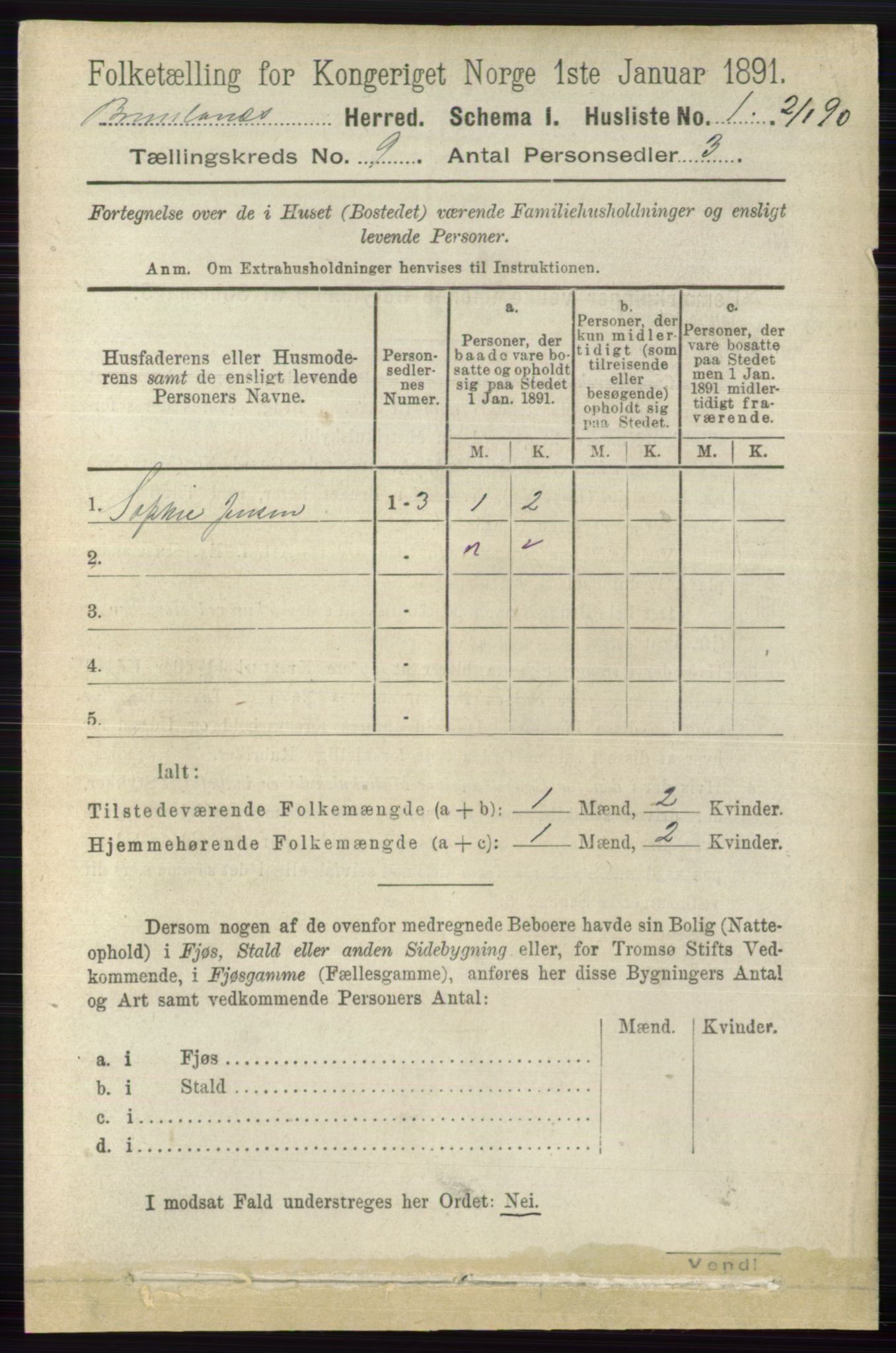 RA, 1891 census for 0726 Brunlanes, 1891, p. 4020