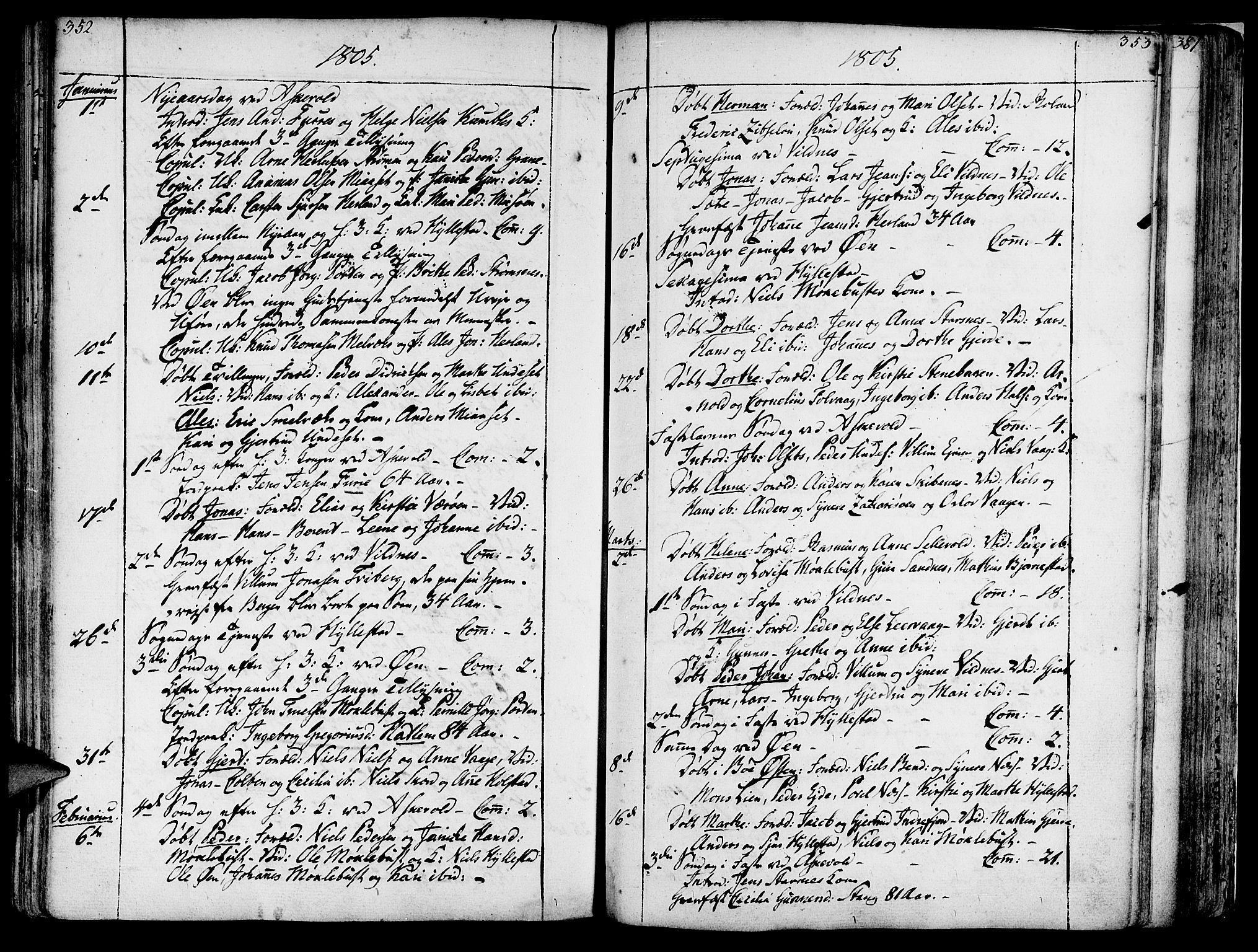 Askvoll sokneprestembete, SAB/A-79501/H/Haa/Haaa/L0009: Parish register (official) no. A 9, 1776-1821, p. 352-353