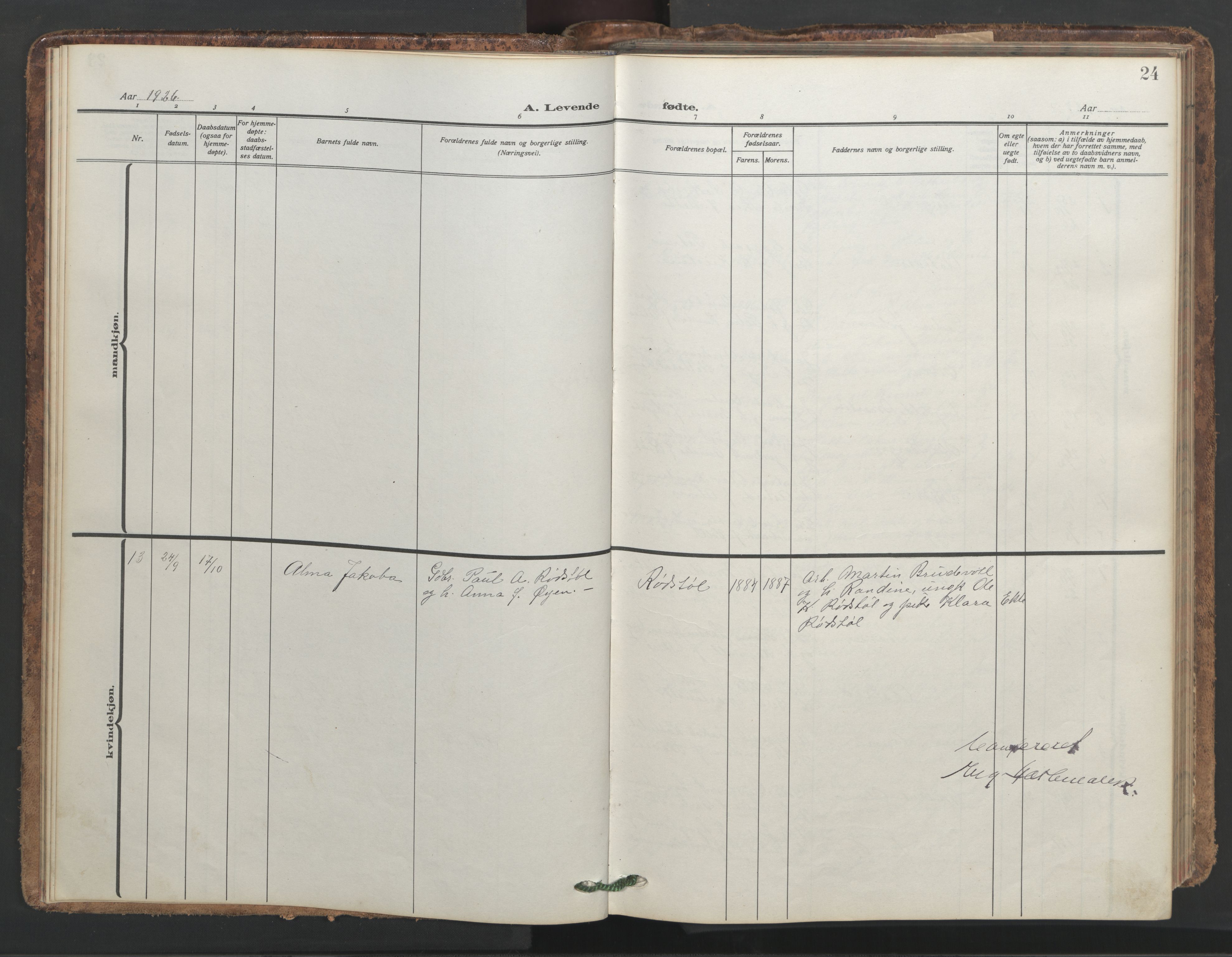 Ministerialprotokoller, klokkerbøker og fødselsregistre - Møre og Romsdal, AV/SAT-A-1454/546/L0597: Parish register (copy) no. 546C03, 1921-1959, p. 24