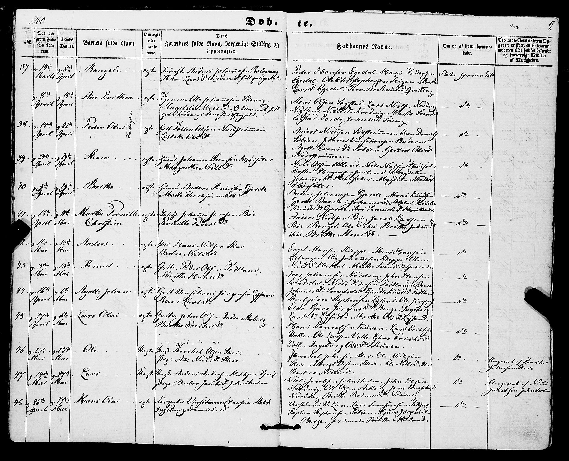 Os sokneprestembete, SAB/A-99929: Parish register (official) no. A 17, 1860-1873, p. 9