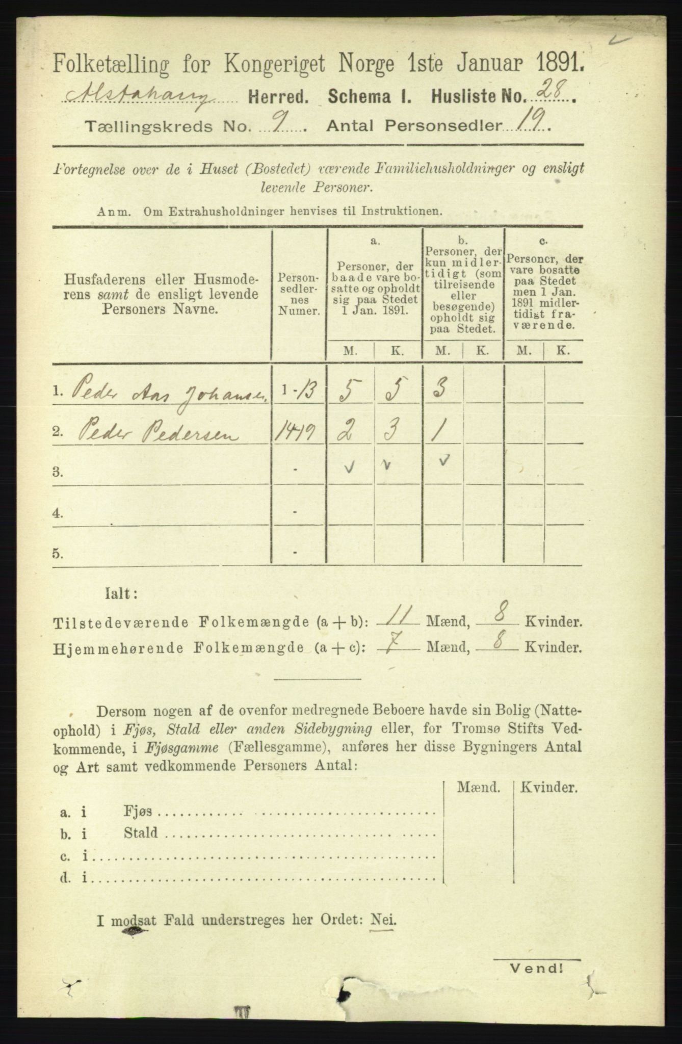 RA, 1891 census for 1820 Alstahaug, 1891, p. 3232