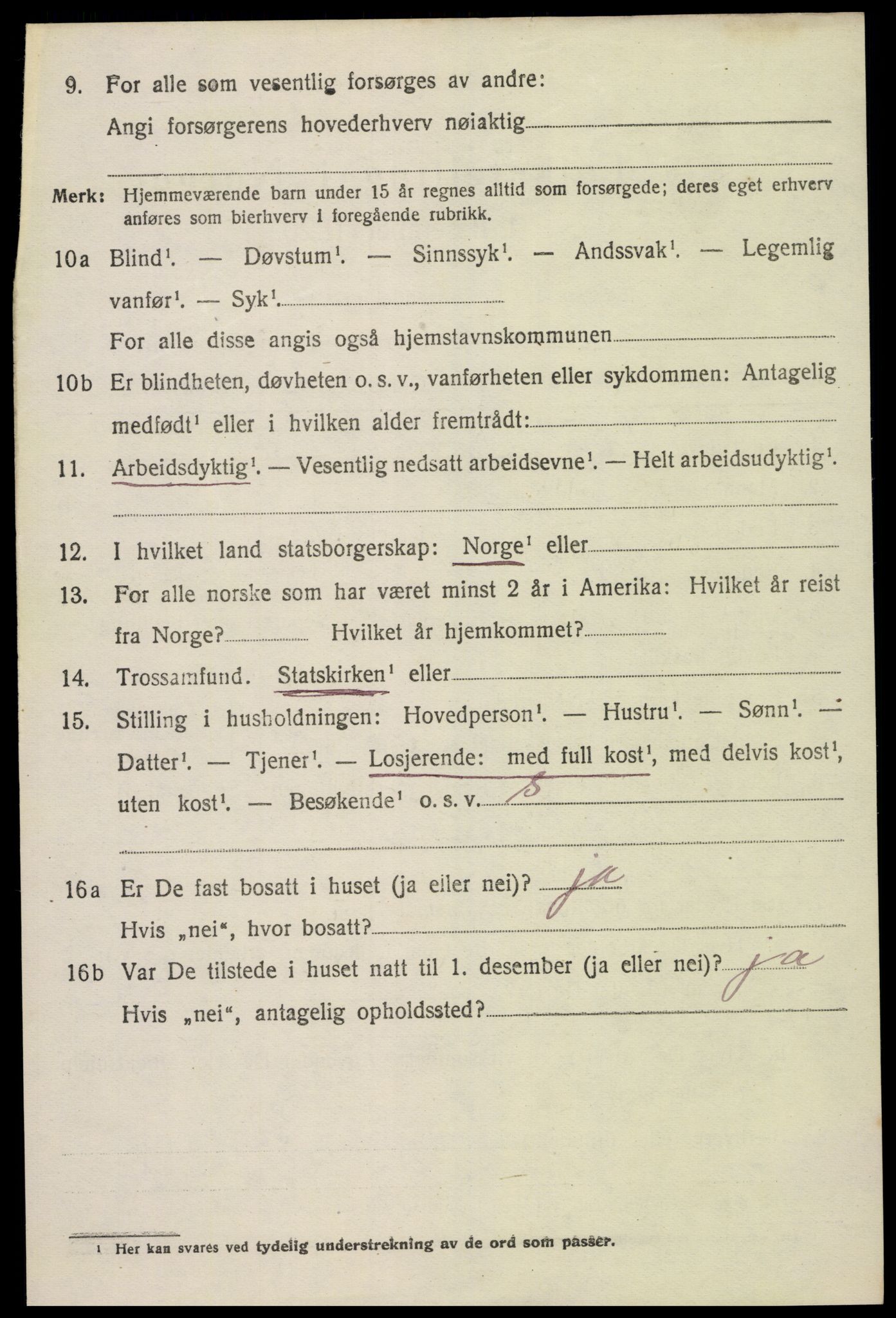 SAK, 1920 census for Bygland, 1920, p. 2514