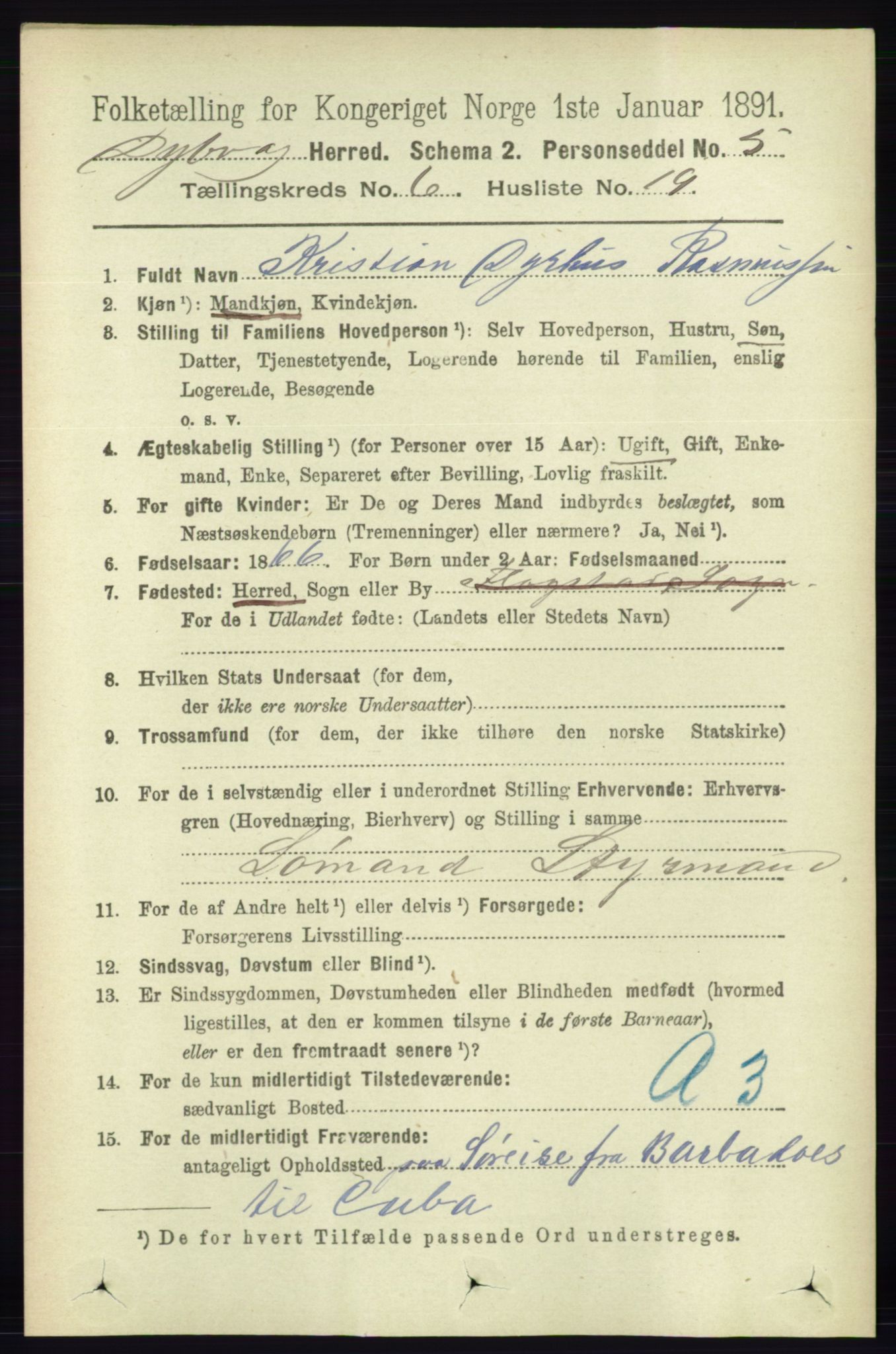 RA, 1891 census for 0915 Dypvåg, 1891, p. 1894