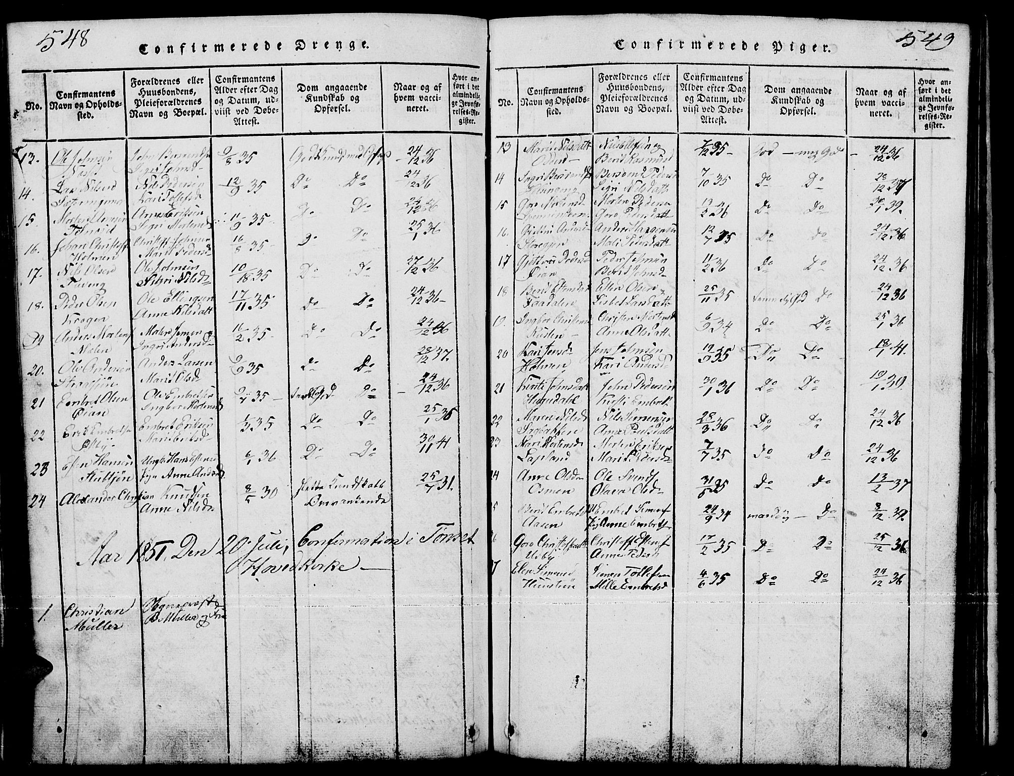 Tynset prestekontor, AV/SAH-PREST-058/H/Ha/Hab/L0001: Parish register (copy) no. 1, 1814-1859, p. 548-549