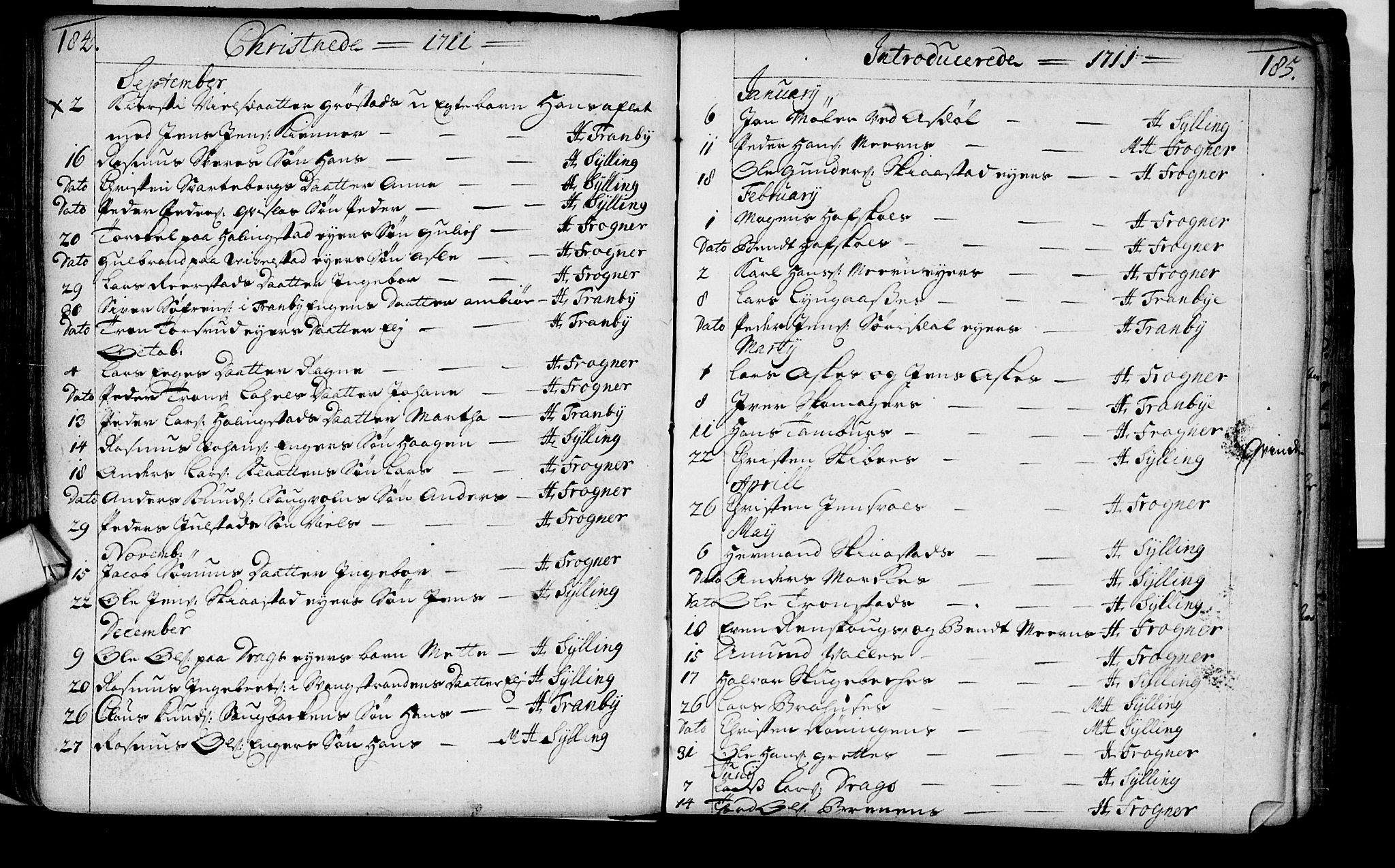 Lier kirkebøker, AV/SAKO-A-230/F/Fa/L0002: Parish register (official) no. I 2, 1701-1726, p. 184-185