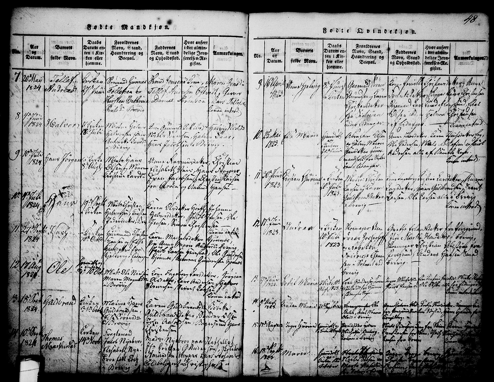 Brevik kirkebøker, SAKO/A-255/G/Ga/L0001: Parish register (copy) no. 1, 1814-1845, p. 48