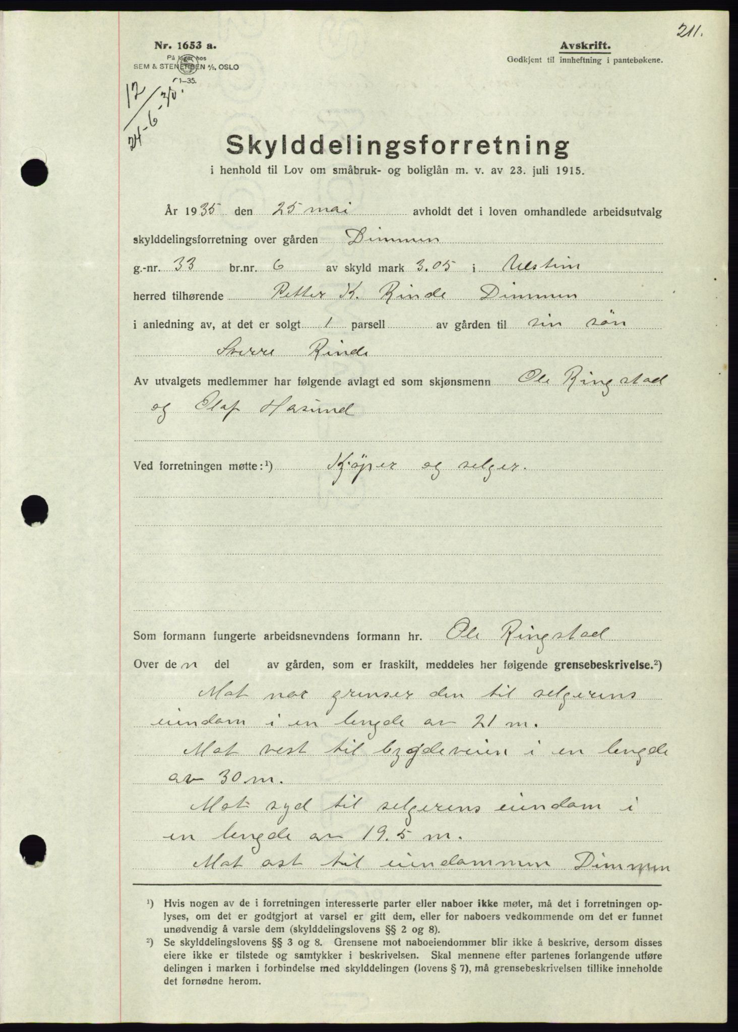 Søre Sunnmøre sorenskriveri, AV/SAT-A-4122/1/2/2C/L0059: Mortgage book no. 53, 1935-1935, Deed date: 24.06.1935