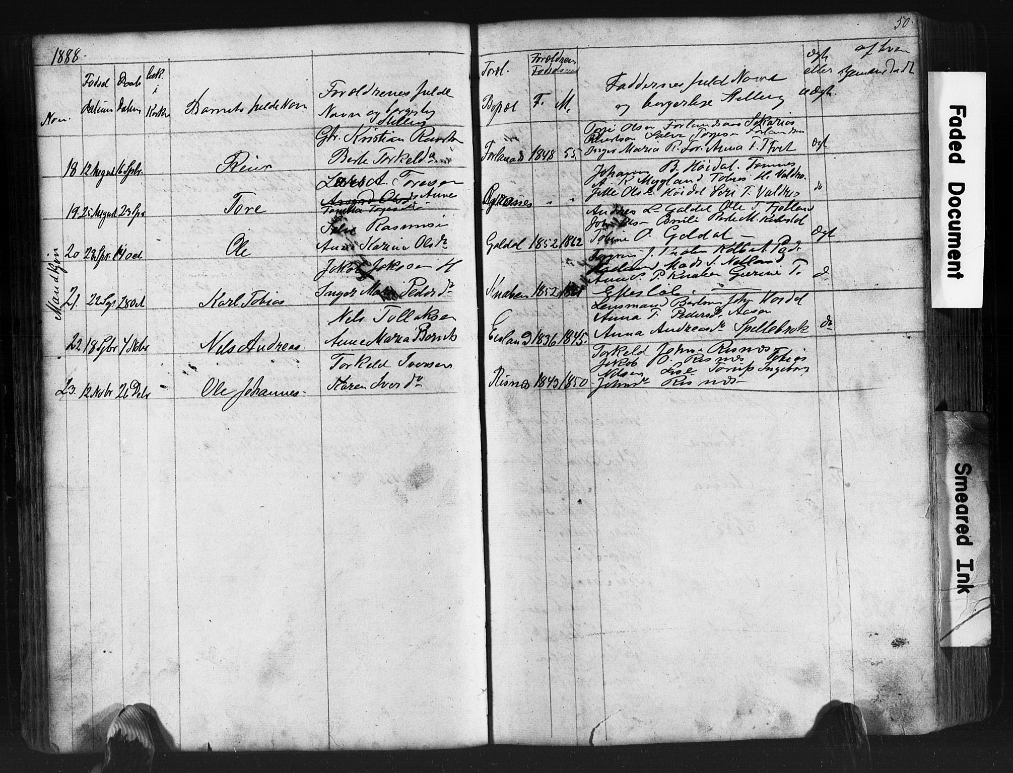 Fjotland sokneprestkontor, AV/SAK-1111-0010/F/Fb/L0003: Parish register (copy) no. B 3, 1872-1924, p. 50