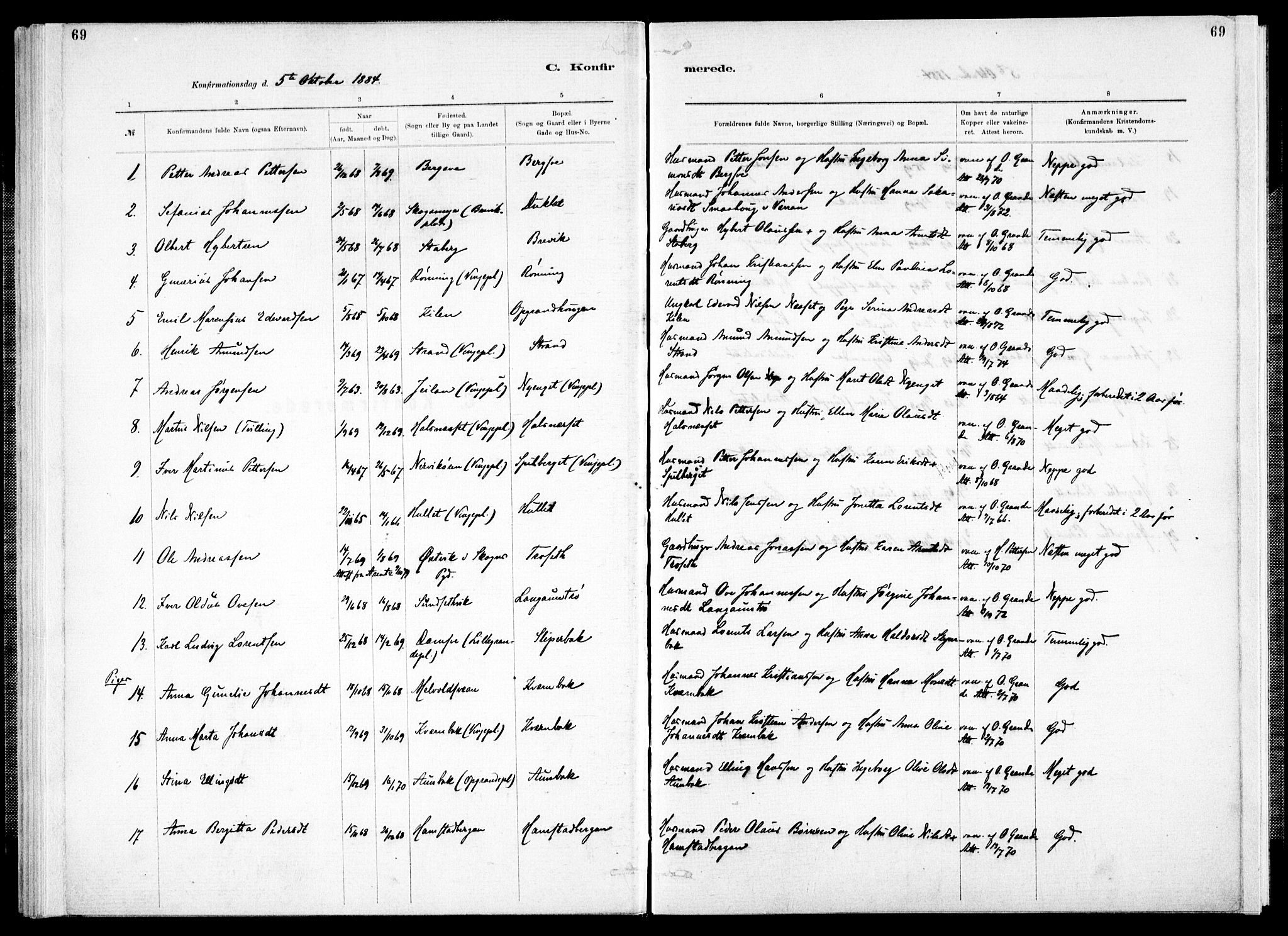 Ministerialprotokoller, klokkerbøker og fødselsregistre - Nord-Trøndelag, SAT/A-1458/733/L0325: Parish register (official) no. 733A04, 1884-1908, p. 69