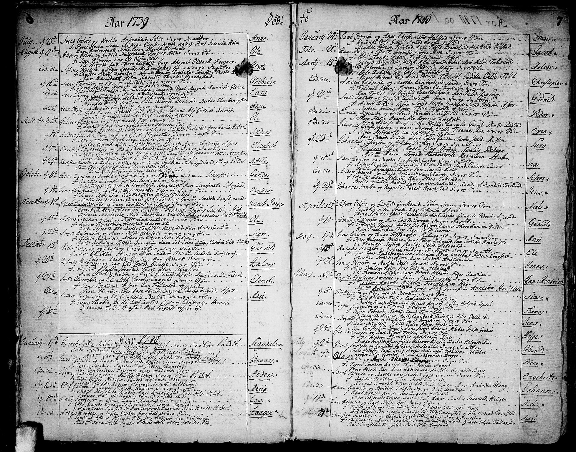 Kråkstad prestekontor Kirkebøker, SAO/A-10125a/F/Fa/L0001: Parish register (official) no. I 1, 1736-1785, p. 7