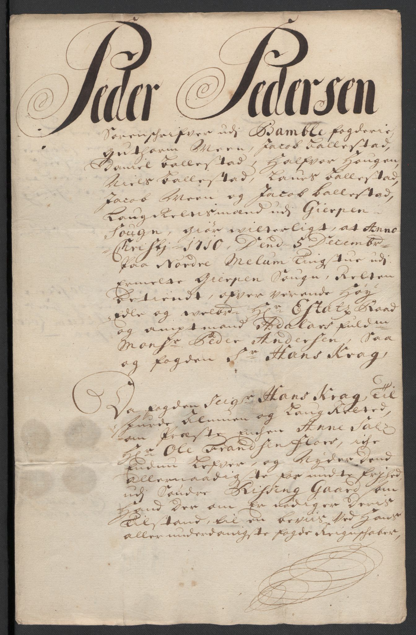 Rentekammeret inntil 1814, Reviderte regnskaper, Fogderegnskap, AV/RA-EA-4092/R36/L2119: Fogderegnskap Øvre og Nedre Telemark og Bamble, 1710, p. 137