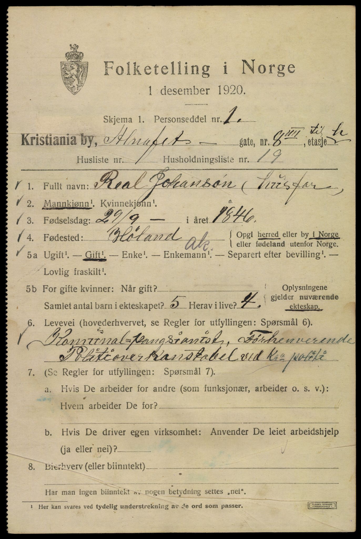 SAO, 1920 census for Kristiania, 1920, p. 141469