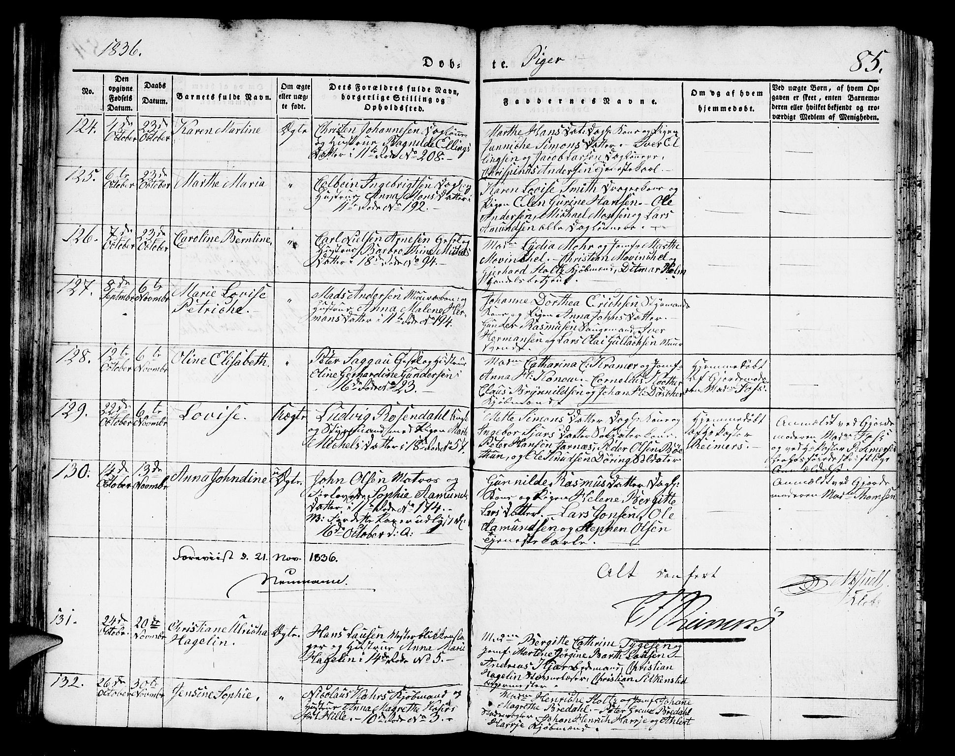 Domkirken sokneprestembete, AV/SAB-A-74801/H/Hab/L0008: Parish register (copy) no. B 1, 1836-1841, p. 85