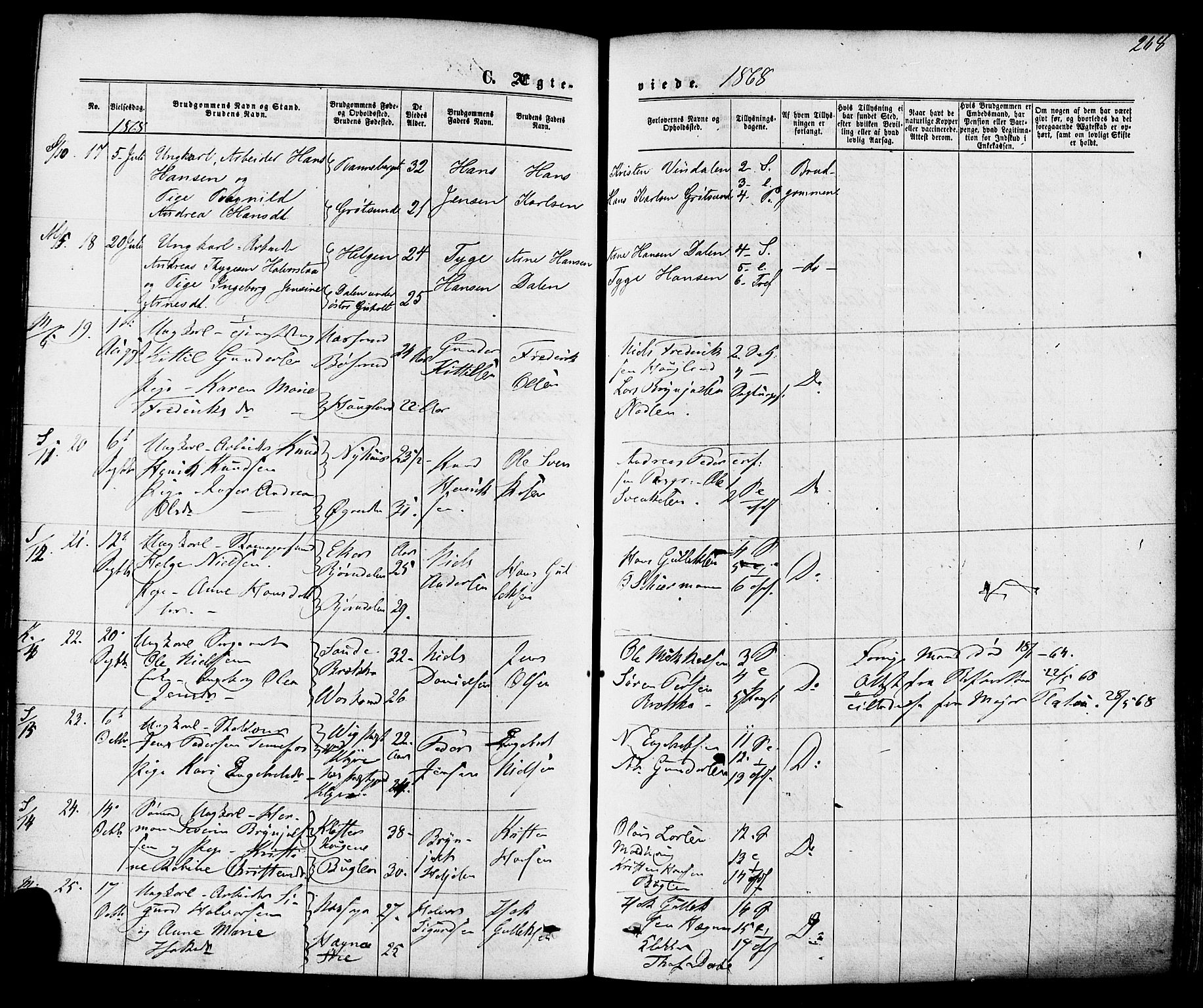 Solum kirkebøker, AV/SAKO-A-306/F/Fa/L0008: Parish register (official) no. I 8, 1865-1876, p. 268