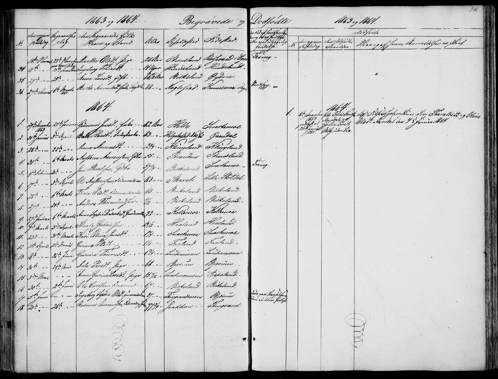 Hægebostad sokneprestkontor, SAK/1111-0024/F/Fa/Faa/L0004: Parish register (official) no. A 4, 1834-1864, p. 246