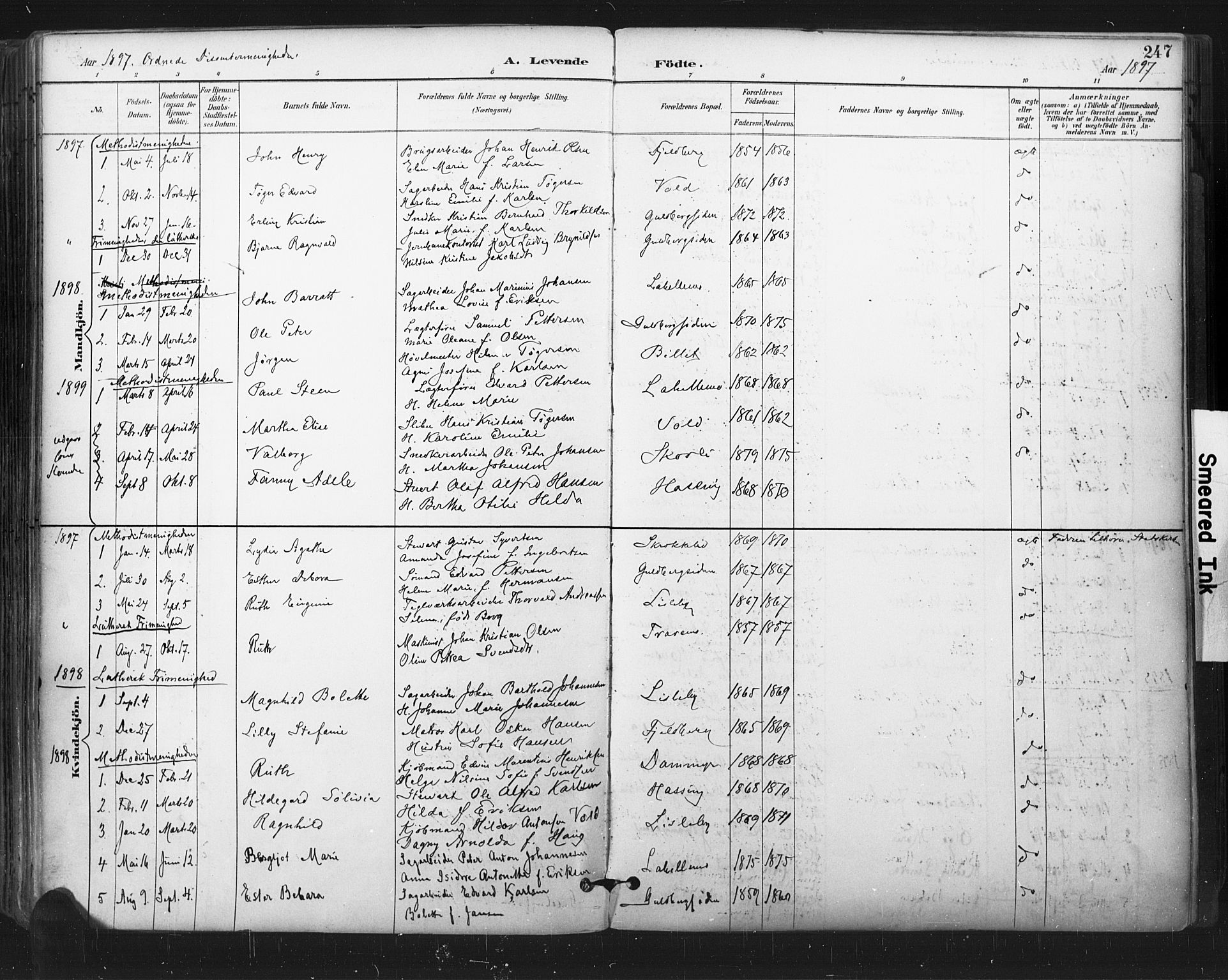 Glemmen prestekontor Kirkebøker, SAO/A-10908/F/Fa/L0013: Parish register (official) no. 13, 1892-1907, p. 247