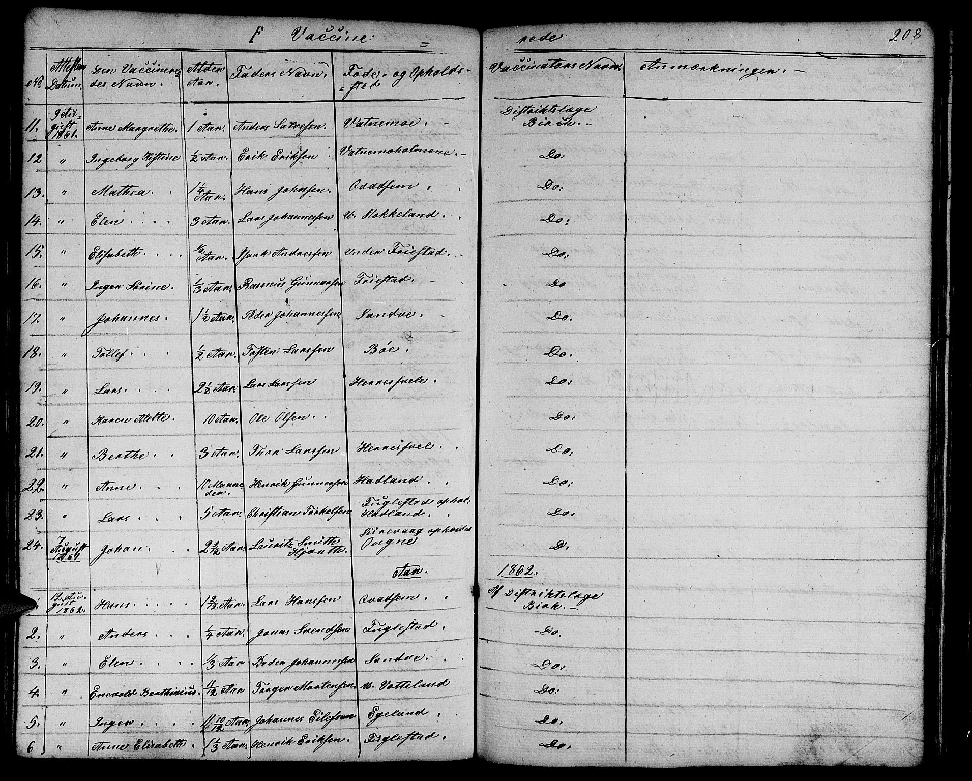 Eigersund sokneprestkontor, AV/SAST-A-101807/S09/L0003: Parish register (copy) no. B 3, 1846-1875, p. 208