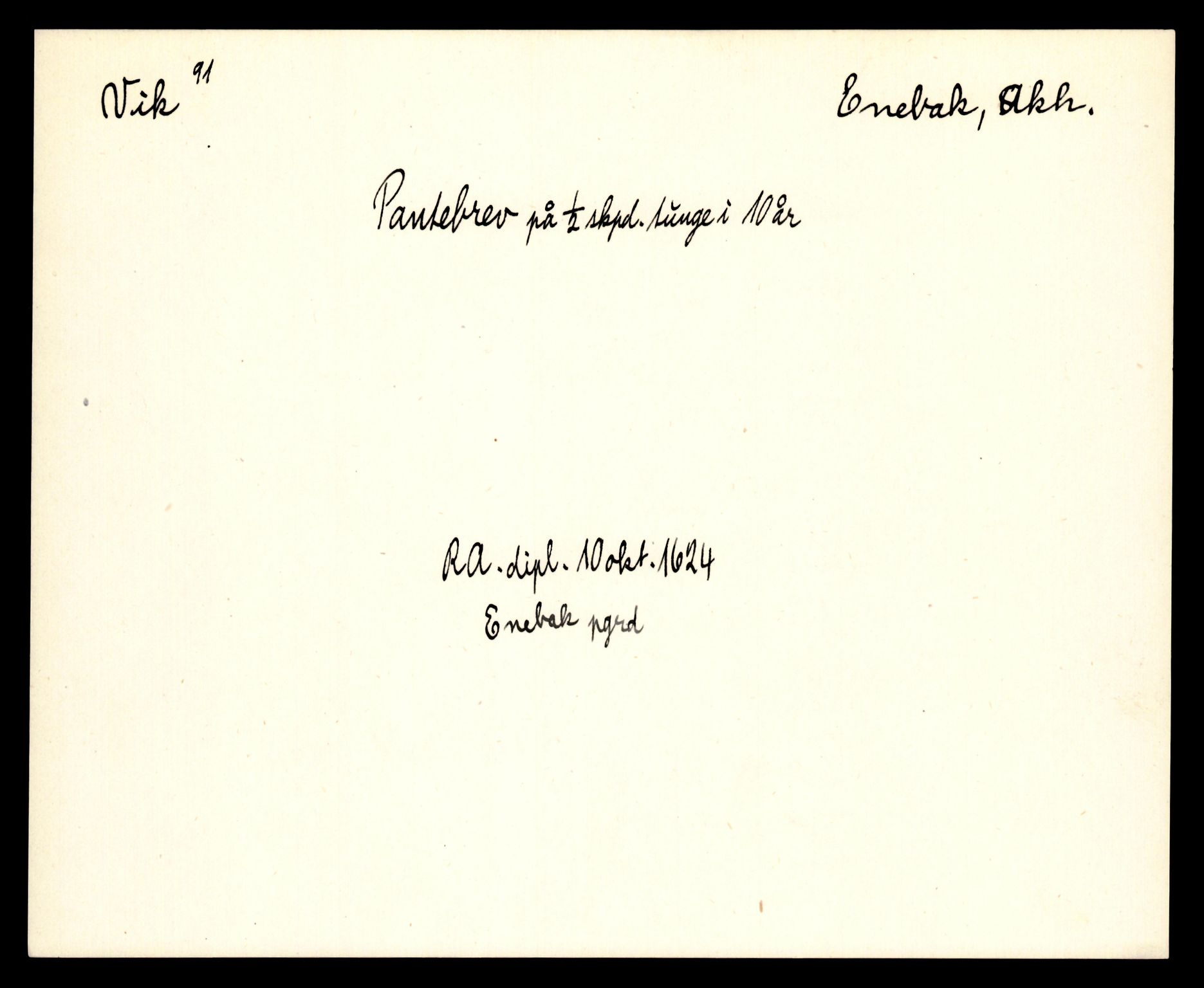 Riksarkivets diplomsamling, AV/RA-EA-5965/F35/F35e/L0006: Registreringssedler Akershus 2, 1400-1700, p. 287