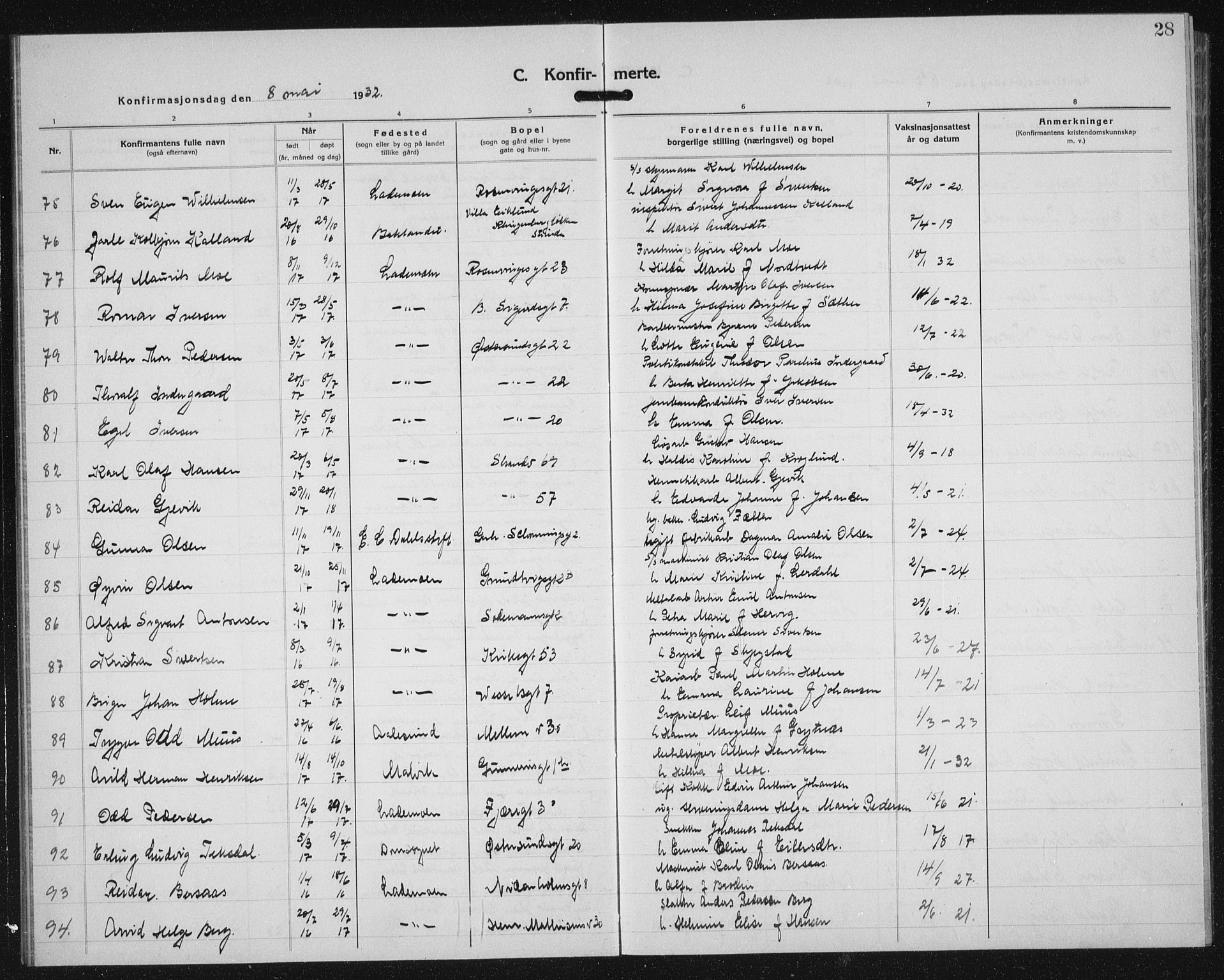 Ministerialprotokoller, klokkerbøker og fødselsregistre - Sør-Trøndelag, AV/SAT-A-1456/605/L0262: Parish register (copy) no. 605C09, 1930-1933, p. 28