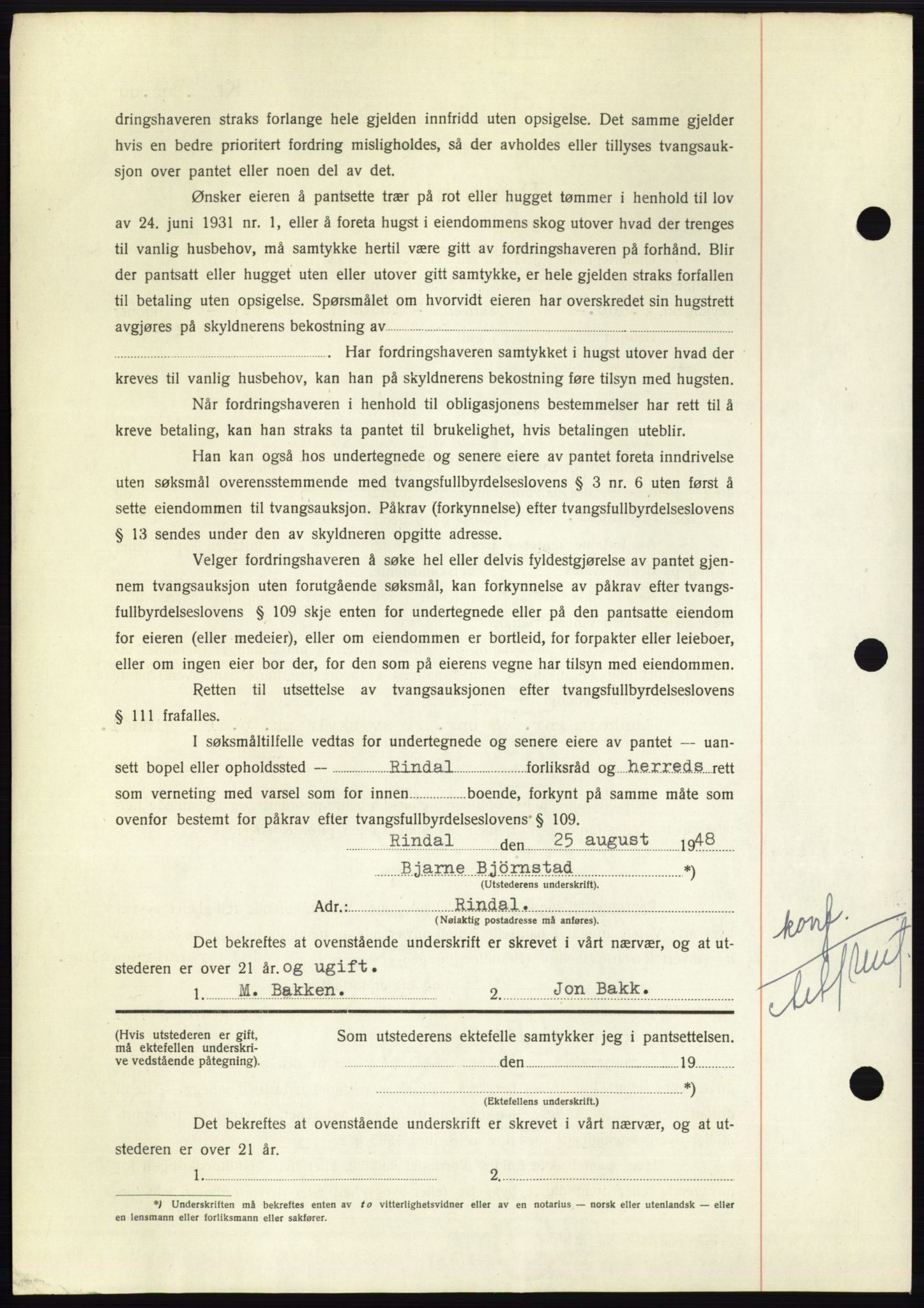 Nordmøre sorenskriveri, AV/SAT-A-4132/1/2/2Ca: Mortgage book no. B99, 1948-1948, Diary no: : 2478/1948