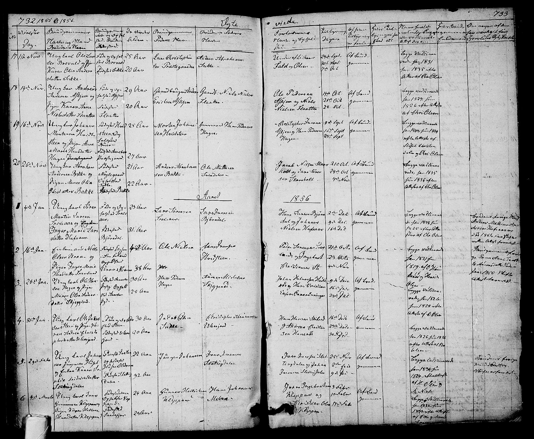 Andebu kirkebøker, AV/SAKO-A-336/G/Ga/L0003: Parish register (copy) no. I 3, 1832-1867, p. 732-733