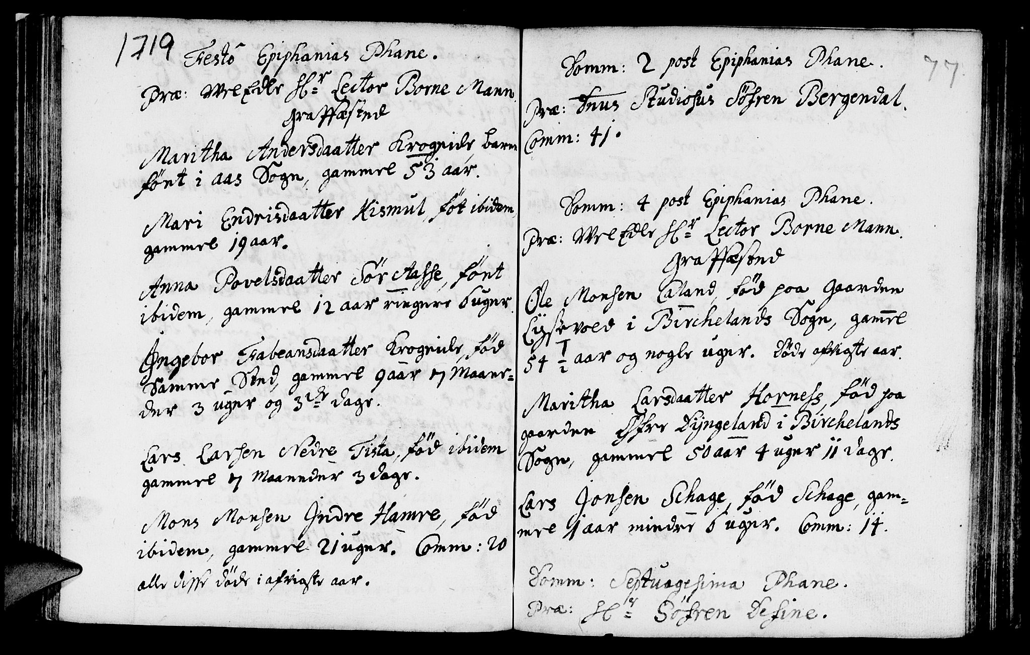 Fana Sokneprestembete, SAB/A-75101/H/Haa/Haaa/L0001: Parish register (official) no. A 1, 1712-1719, p. 77