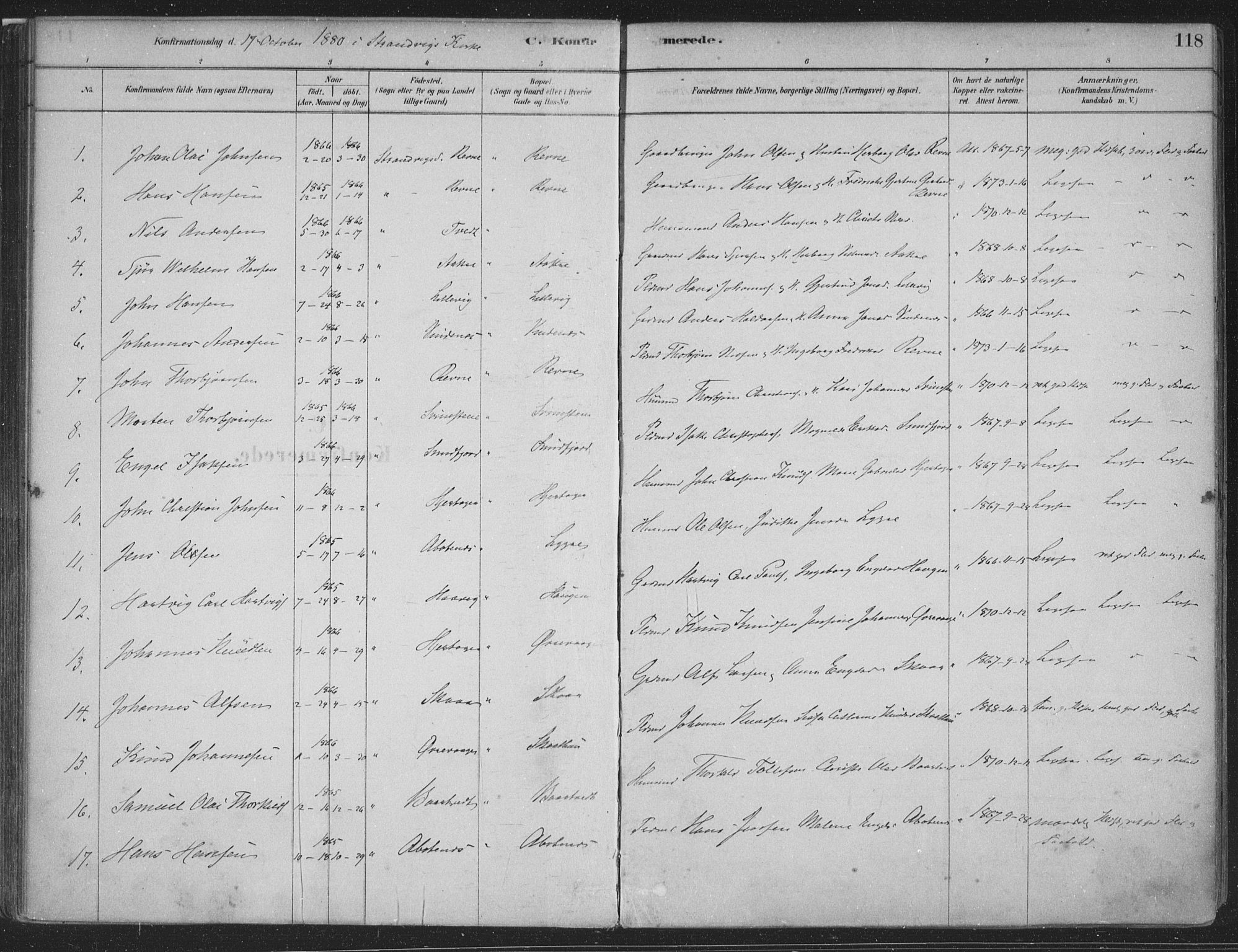 Fusa sokneprestembete, SAB/A-75401/H/Haa: Parish register (official) no. D 1, 1880-1938, p. 118