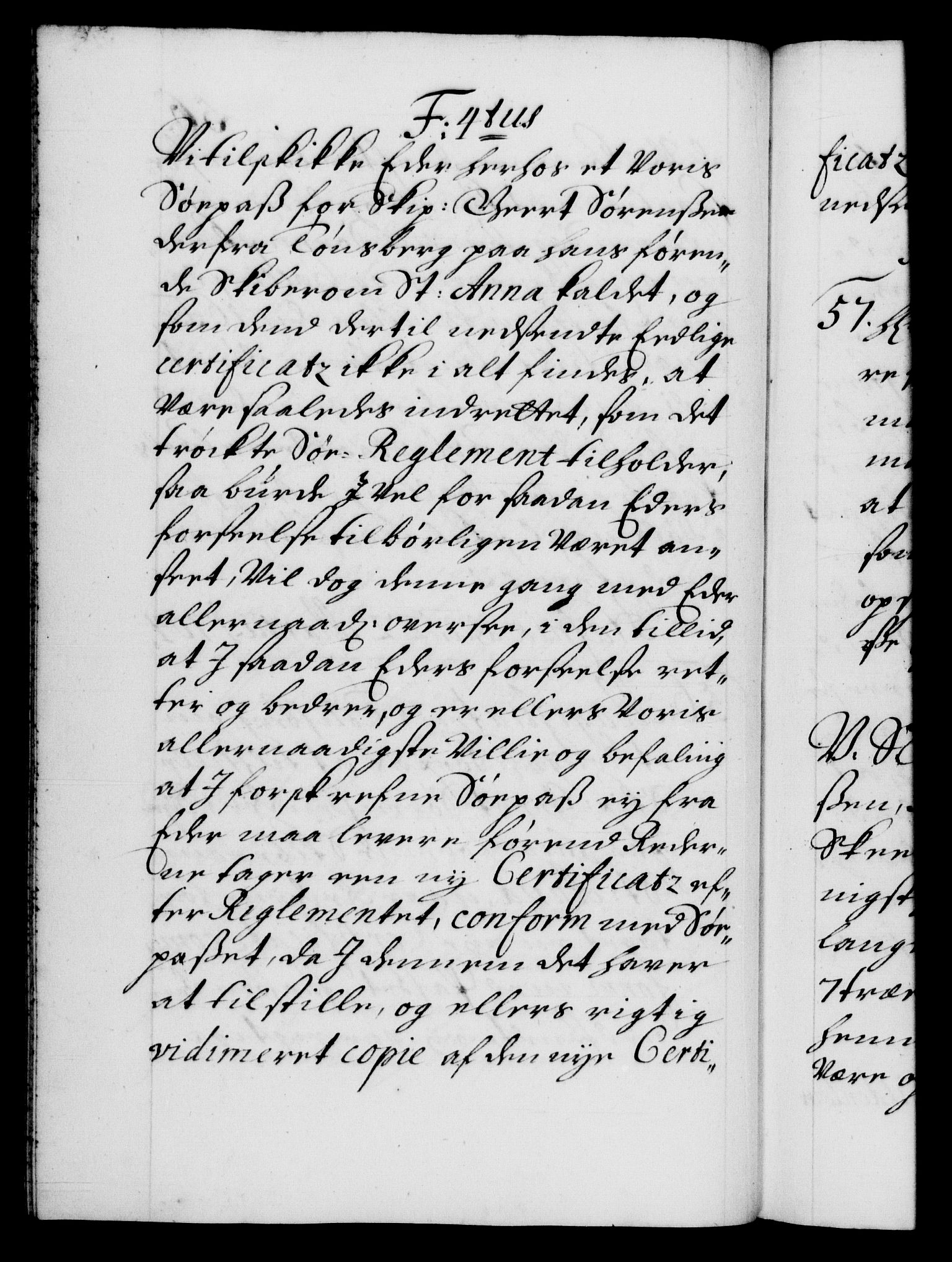 Danske Kanselli 1572-1799, AV/RA-EA-3023/F/Fc/Fca/Fcab/L0017: Norske tegnelser, 1704-1706, p. 56b