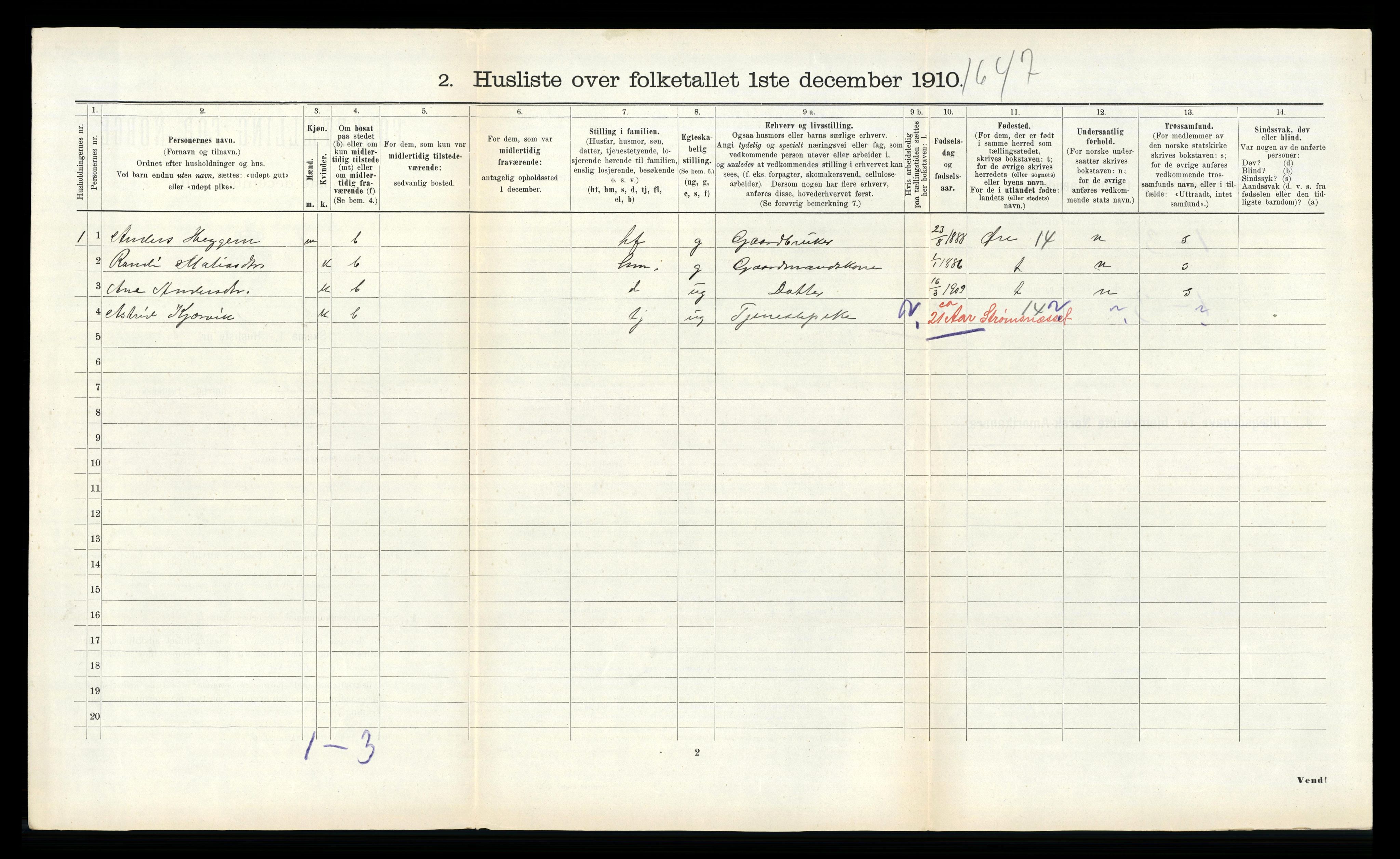 RA, 1910 census for Tingvoll, 1910, p. 388