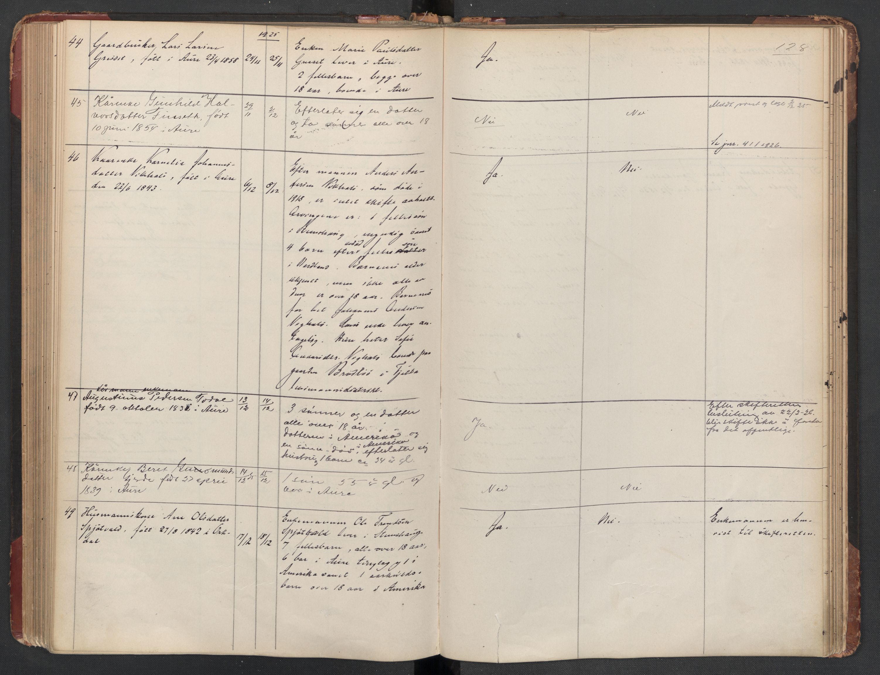 Aure lensmannskontor, AV/SAT-A-1088/1/02/L0003: 2.01.03 Dødsfallsprotokoll, 1906-1926, p. 128