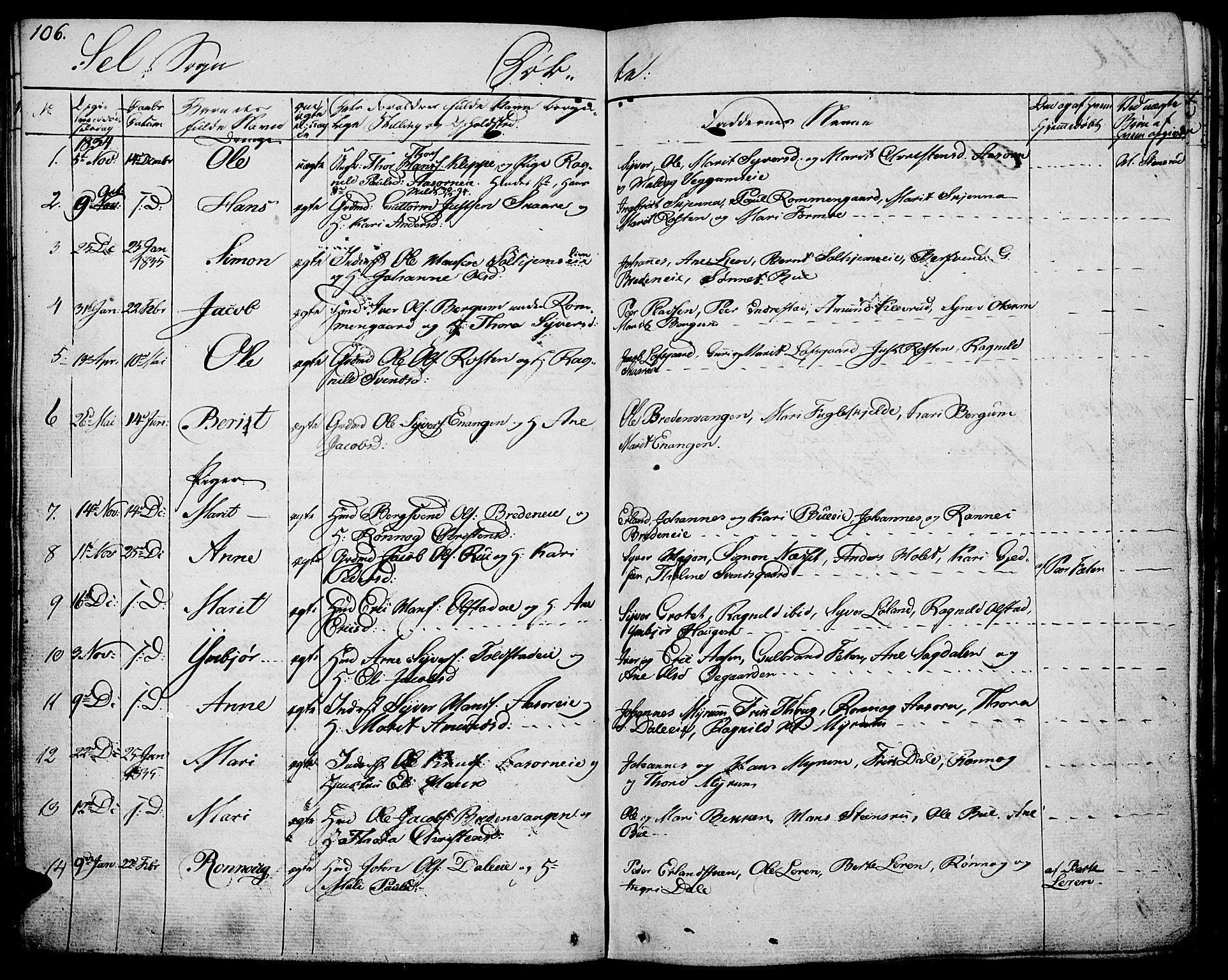 Vågå prestekontor, SAH/PREST-076/H/Ha/Haa/L0004: Parish register (official) no. 4 /3, 1834-1842, p. 106