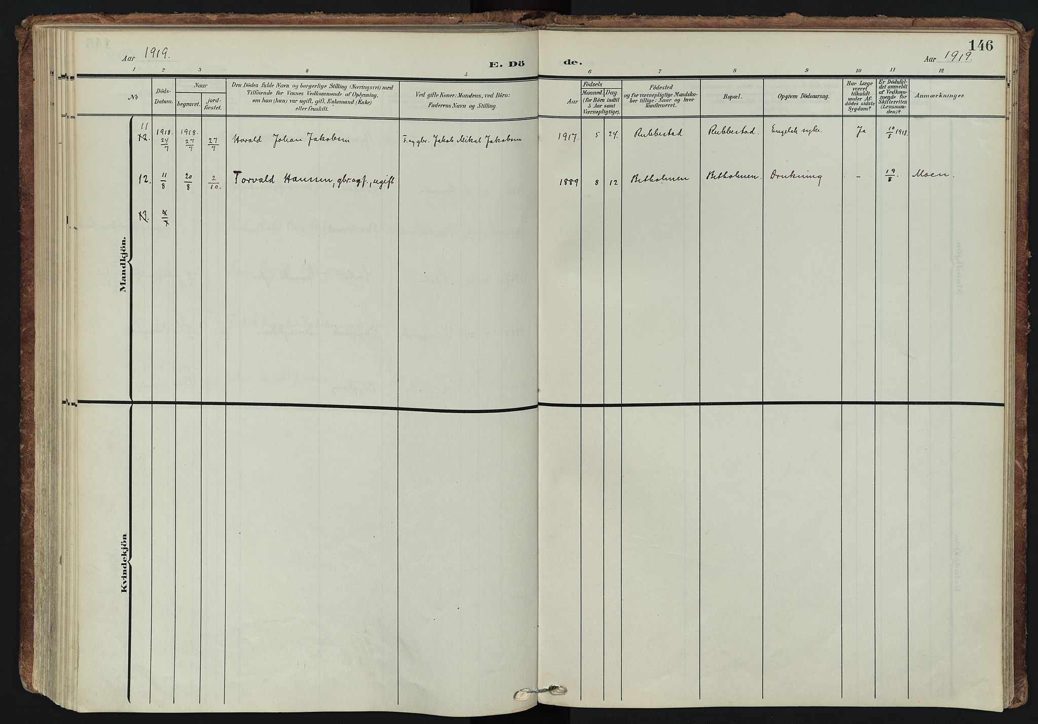 Tranøy sokneprestkontor, AV/SATØ-S-1313/I/Ia/Iaa/L0014kirke: Parish register (official) no. 14, 1905-1919, p. 146