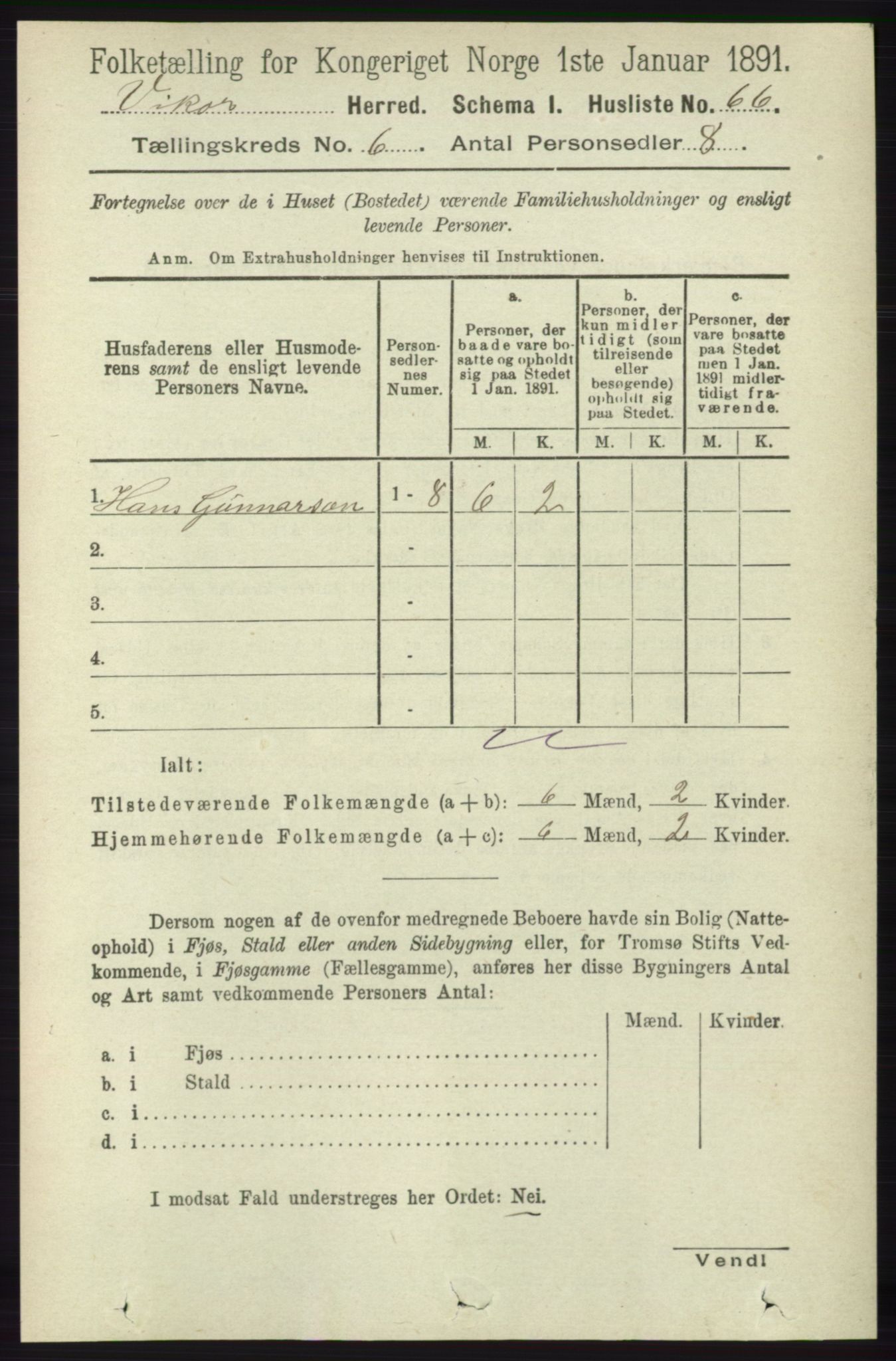 RA, 1891 census for 1238 Vikør, 1891, p. 1807