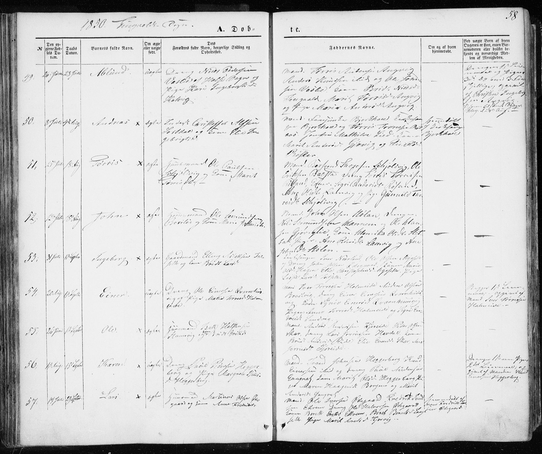 Ministerialprotokoller, klokkerbøker og fødselsregistre - Møre og Romsdal, AV/SAT-A-1454/586/L0984: Parish register (official) no. 586A10, 1844-1856, p. 58