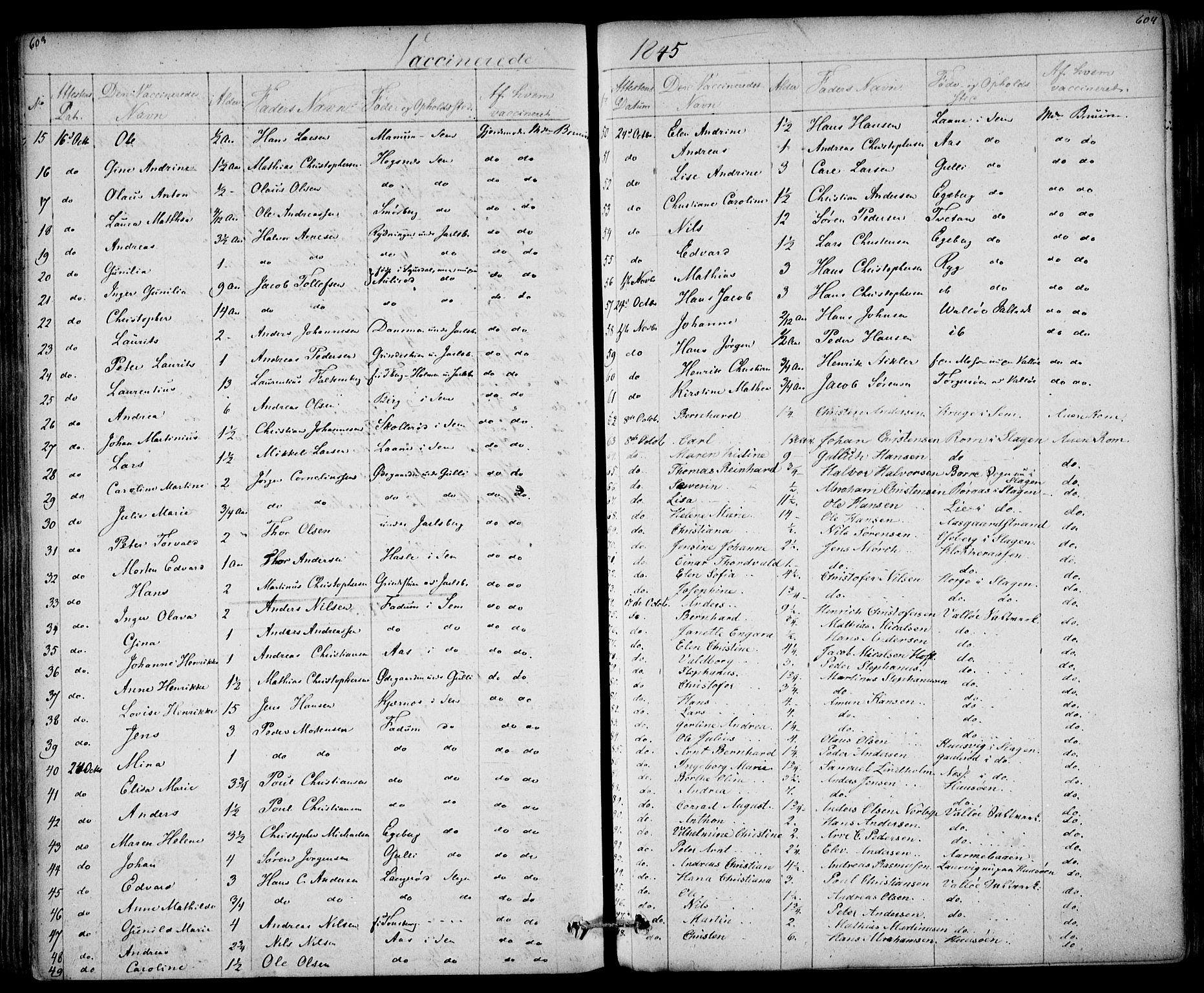 Sem kirkebøker, AV/SAKO-A-5/F/Fa/L0006: Parish register (official) no. I 6, 1843-1855, p. 603-604