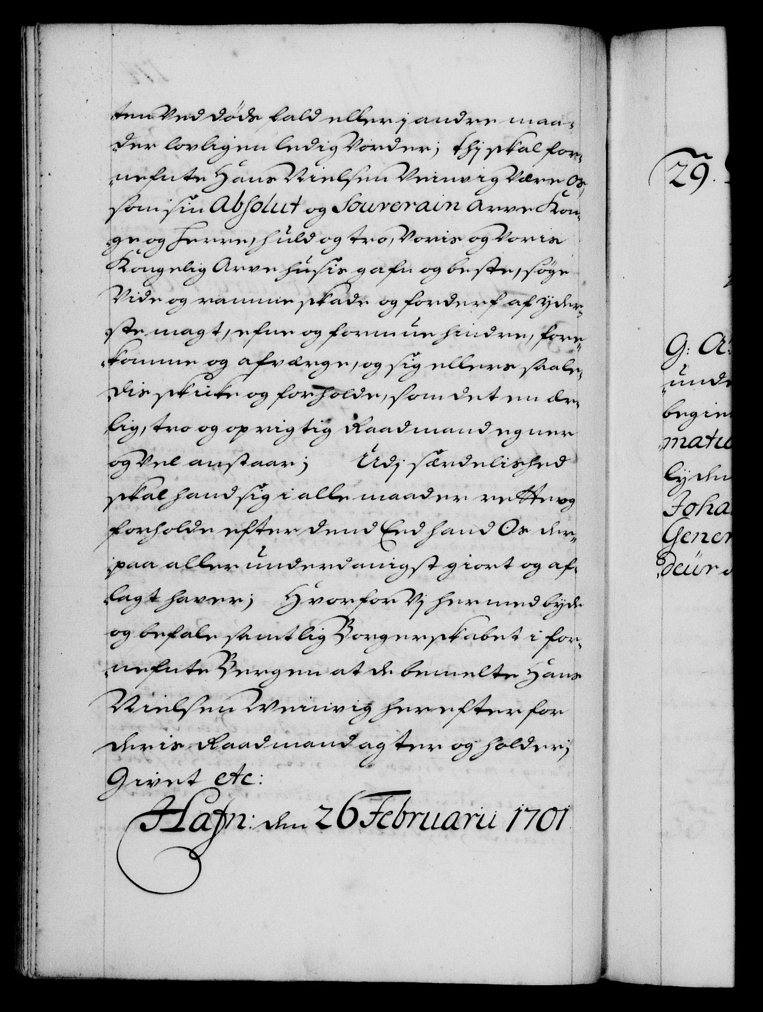 Danske Kanselli 1572-1799, AV/RA-EA-3023/F/Fc/Fca/Fcaa/L0018: Norske registre, 1699-1703, p. 174b