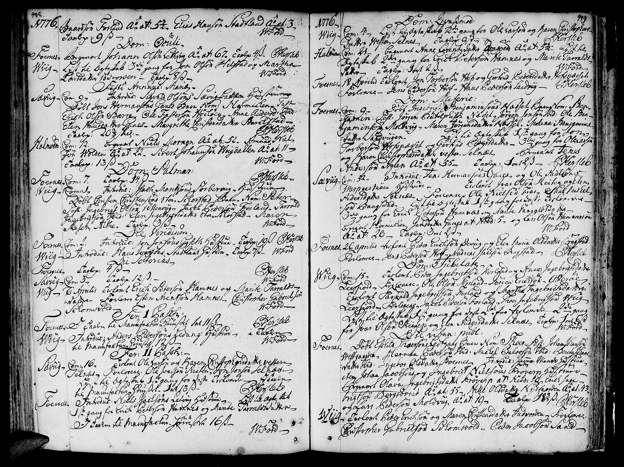 Ministerialprotokoller, klokkerbøker og fødselsregistre - Nord-Trøndelag, AV/SAT-A-1458/773/L0607: Parish register (official) no. 773A01, 1751-1783, p. 448-449