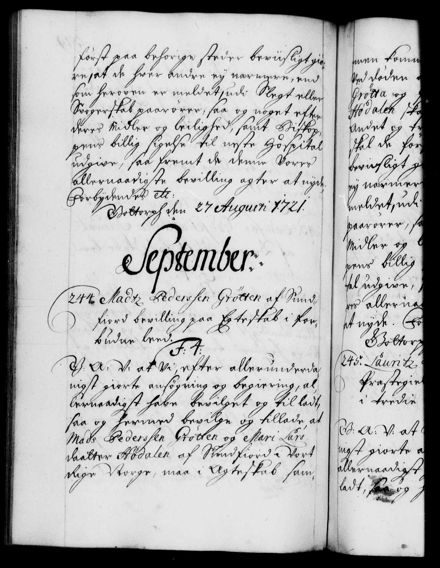 Danske Kanselli 1572-1799, RA/EA-3023/F/Fc/Fca/Fcaa/L0023: Norske registre, 1720-1722, p. 379b
