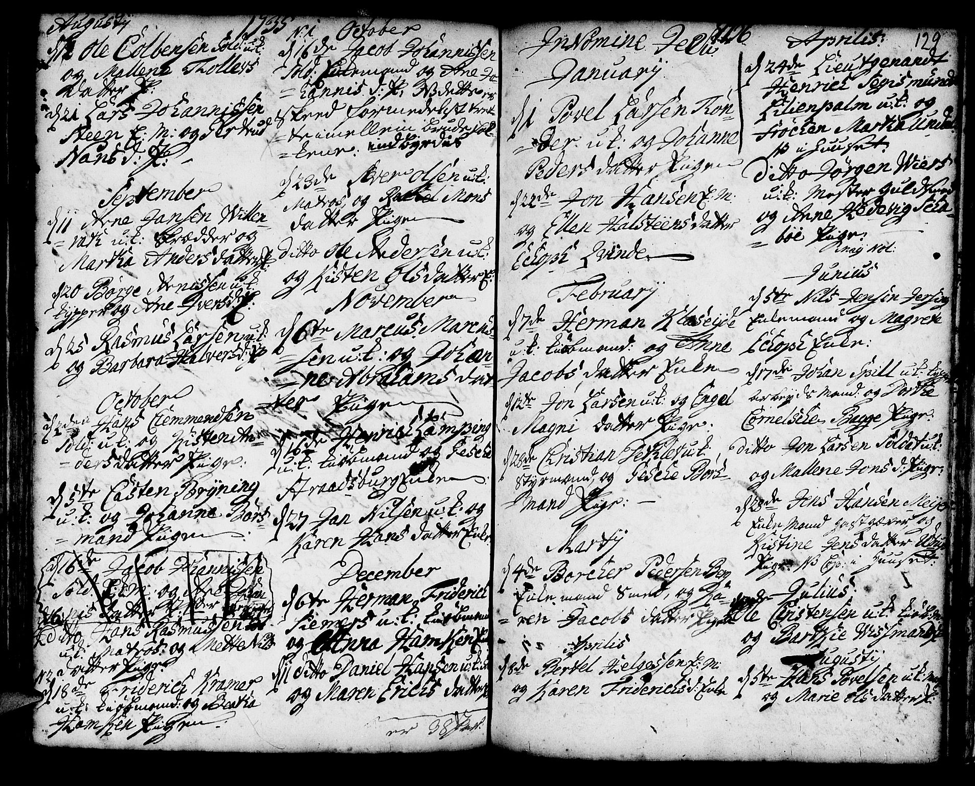 Korskirken sokneprestembete, SAB/A-76101/H/Haa/L0008: Parish register (official) no. A 8, 1698-1747, p. 129