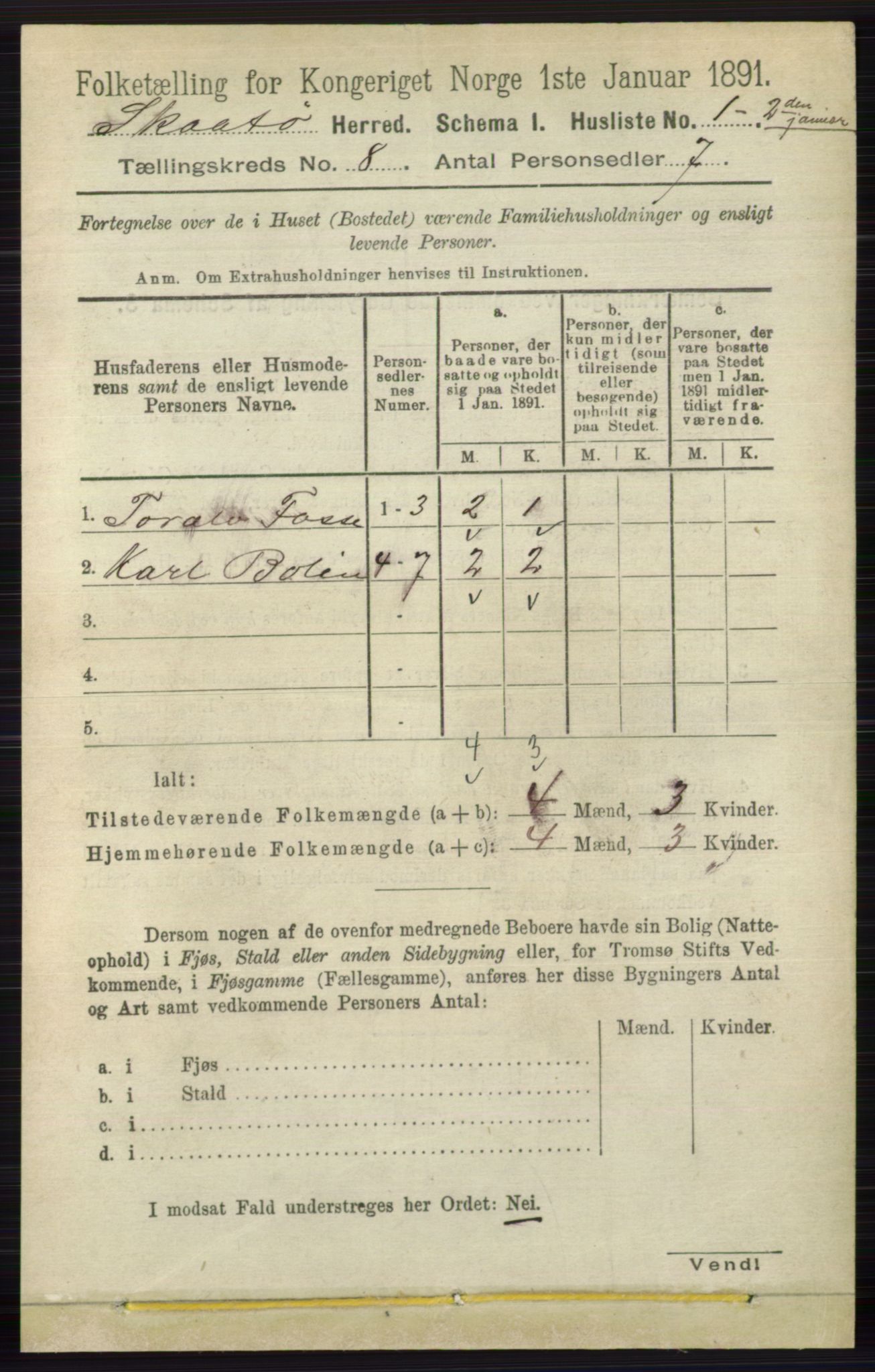 RA, 1891 census for 0815 Skåtøy, 1891, p. 3472