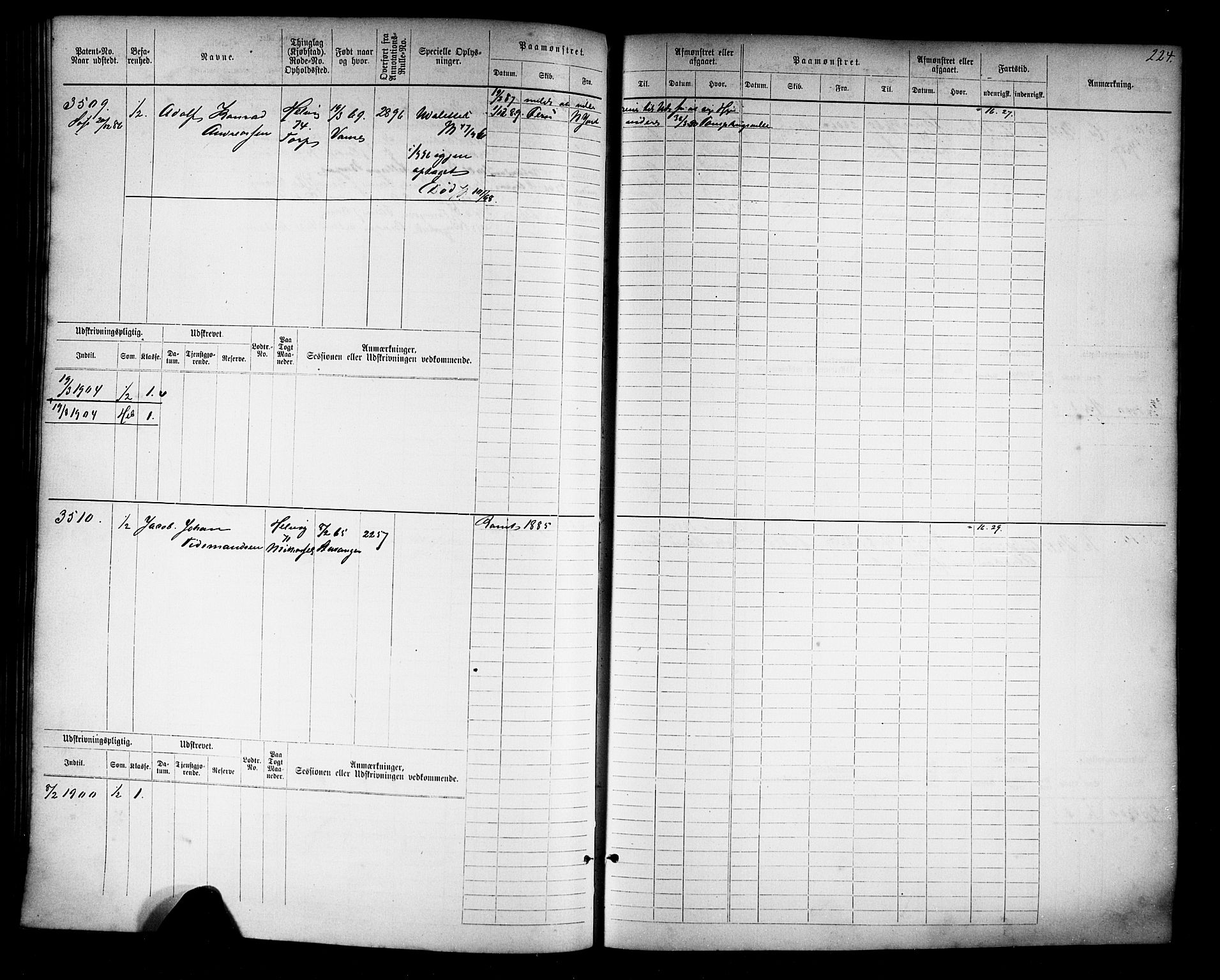 Farsund mønstringskrets, AV/SAK-2031-0017/F/Fb/L0019: Hovedrulle nr 3067-3832, Z-11, 1882-1922, p. 228