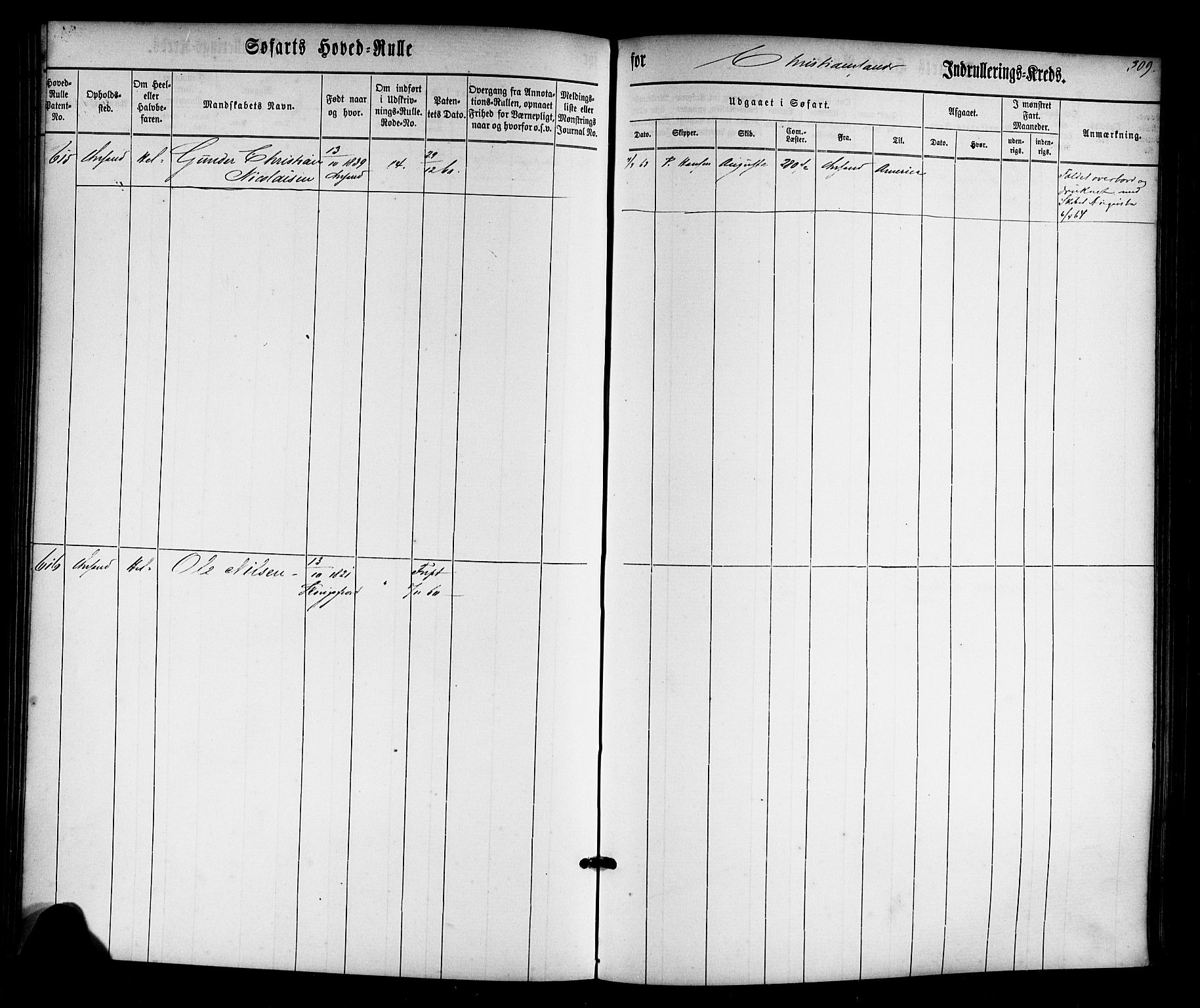 Kristiansand mønstringskrets, AV/SAK-2031-0015/F/Fb/L0022: Hovedrulle nr 1-766, dublett, J-1, 1860-1870, p. 312