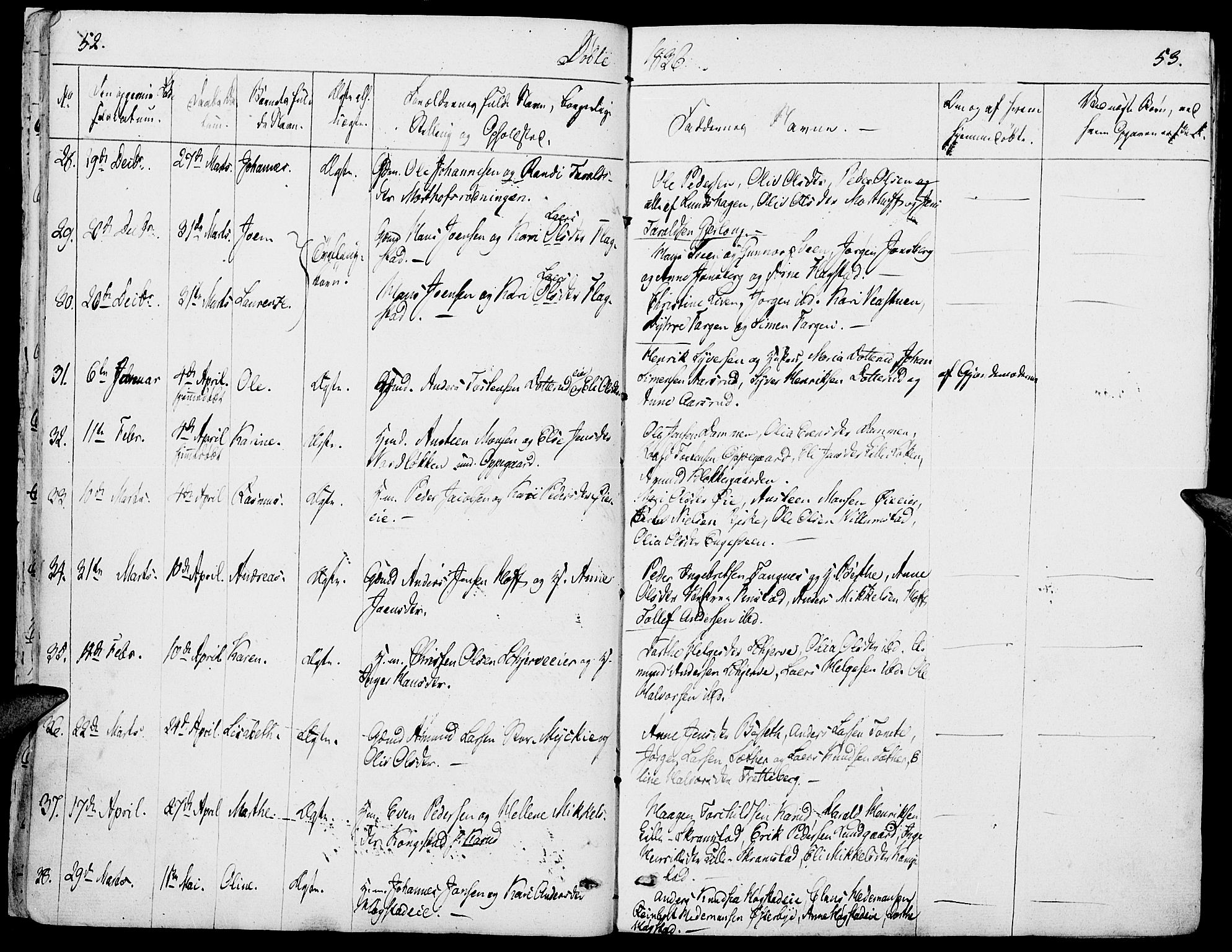 Løten prestekontor, AV/SAH-PREST-022/K/Ka/L0006: Parish register (official) no. 6, 1832-1849, p. 52-53