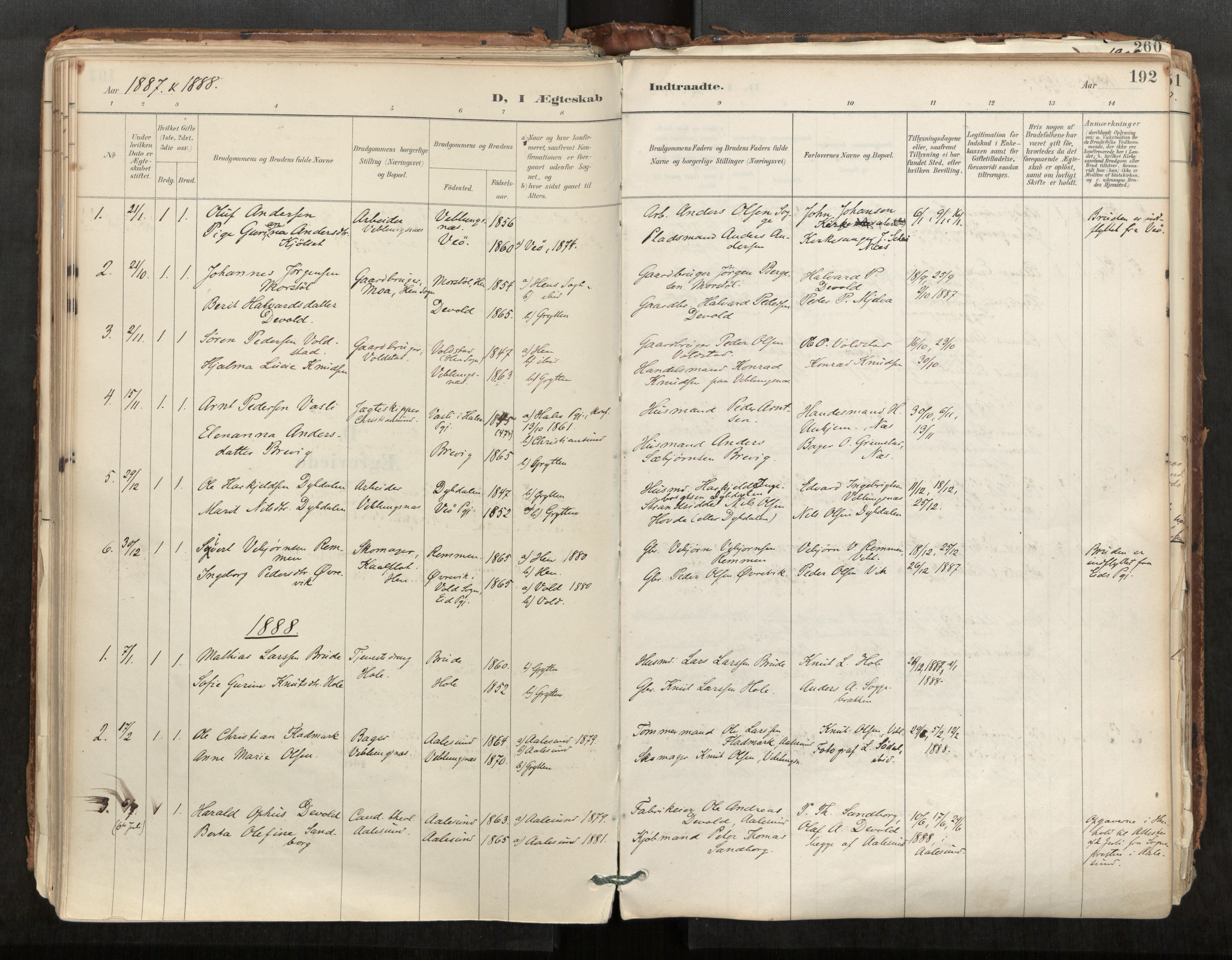 Ministerialprotokoller, klokkerbøker og fødselsregistre - Møre og Romsdal, SAT/A-1454/544/L0585: Parish register (official) no. 544A06, 1887-1924, p. 192