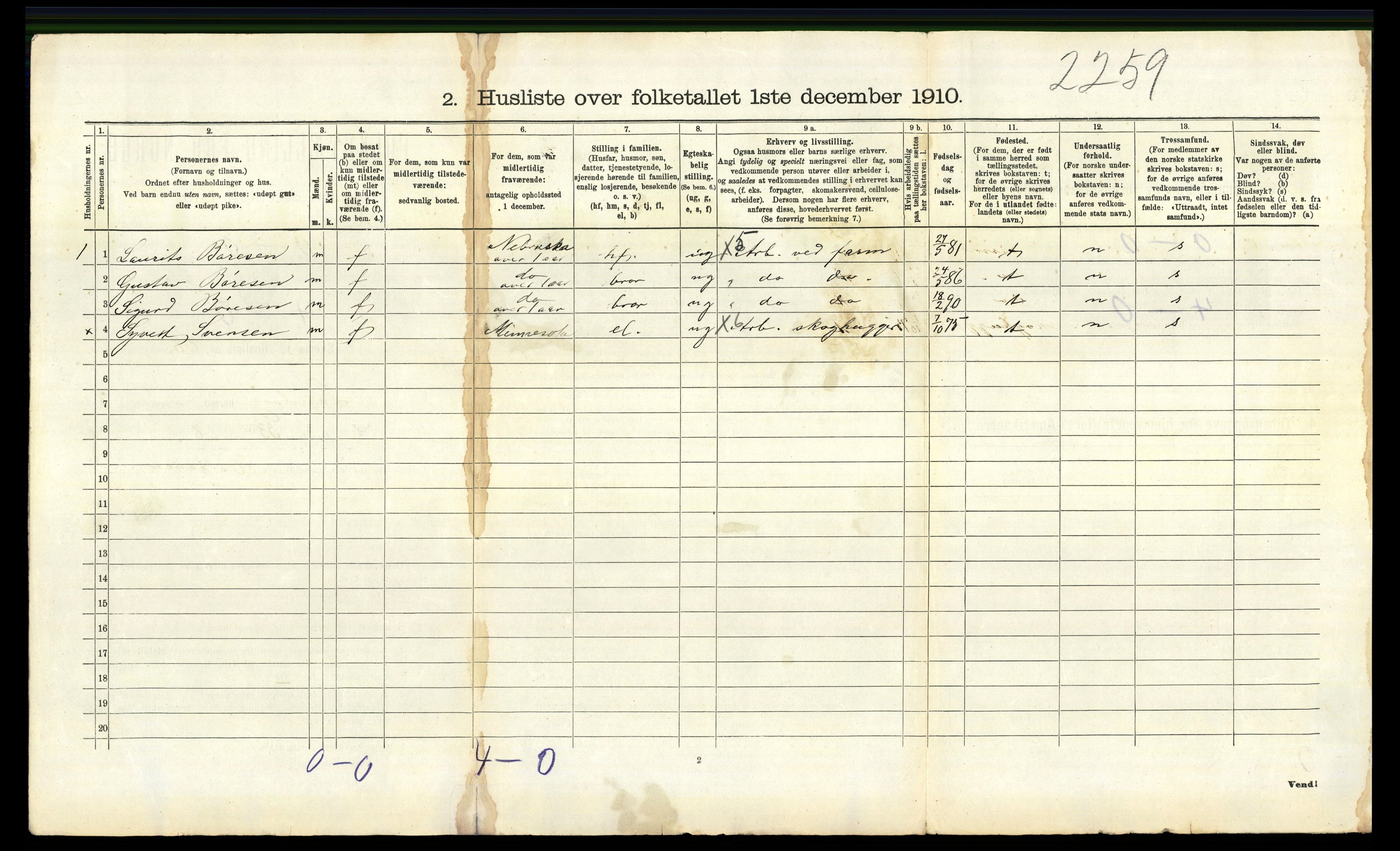 RA, 1910 census for Landvik, 1910, p. 685