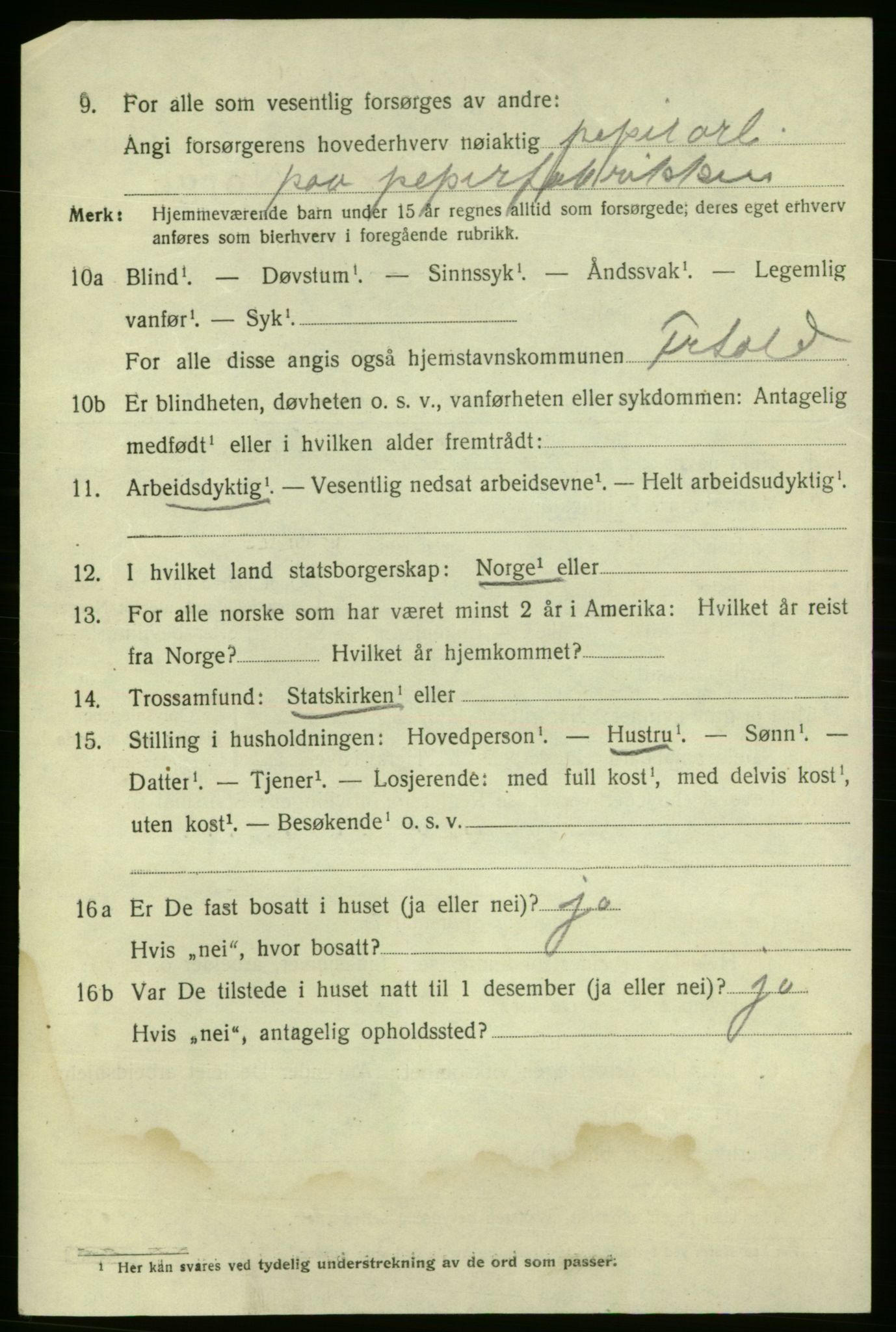 SAO, 1920 census for Fredrikshald, 1920, p. 18740